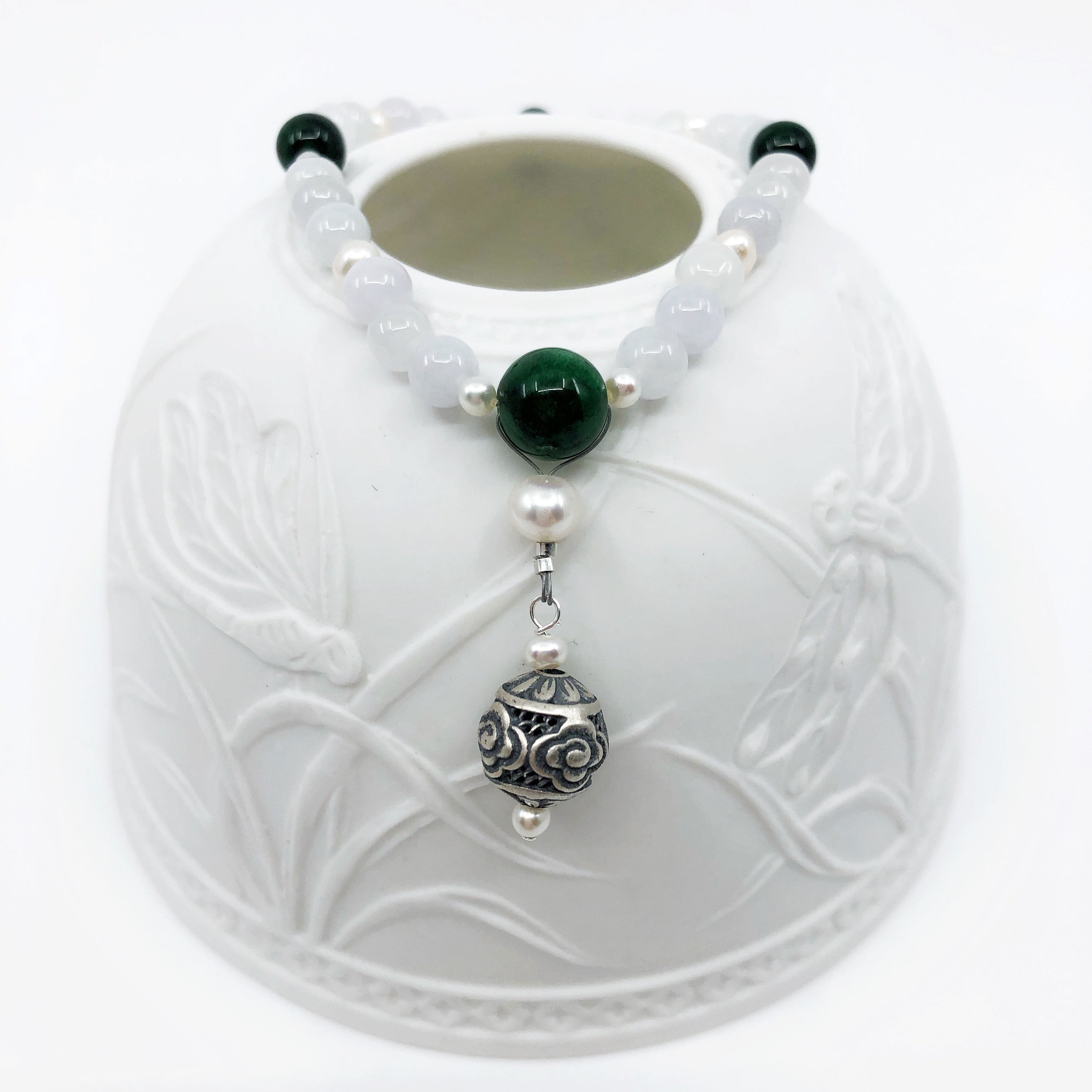 Antique Jade Carved Rounds Wide Panel Bracelet