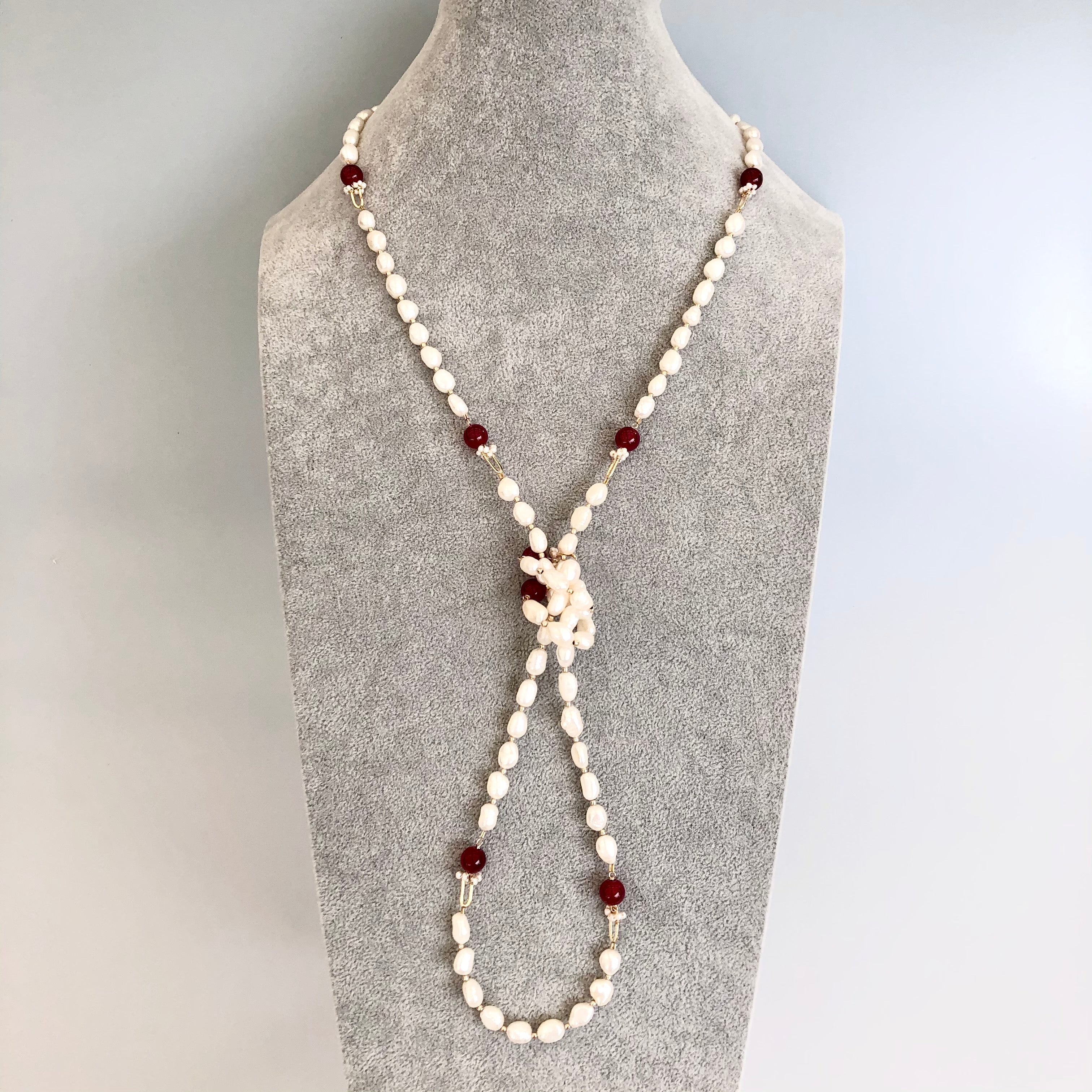 New from Asian Boutique Set Lariat | York Yun Pearl Red | Baroque Boutique Necklace Multi-style Tassel Jewelry