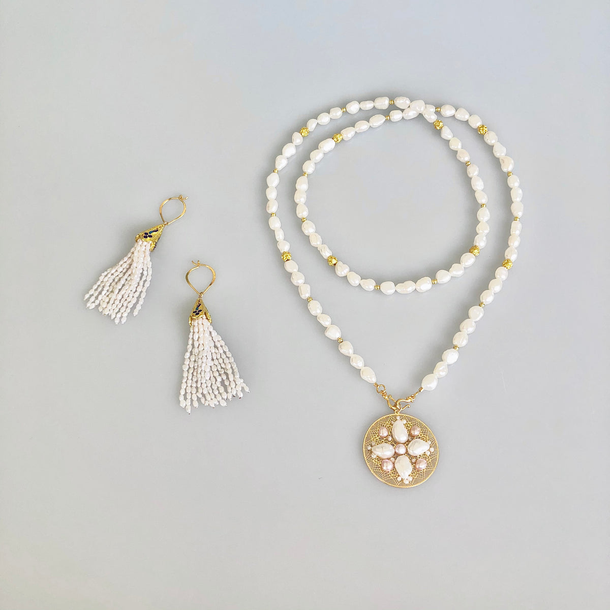 Multi-style Baroque Pearl Lariat Necklace Set