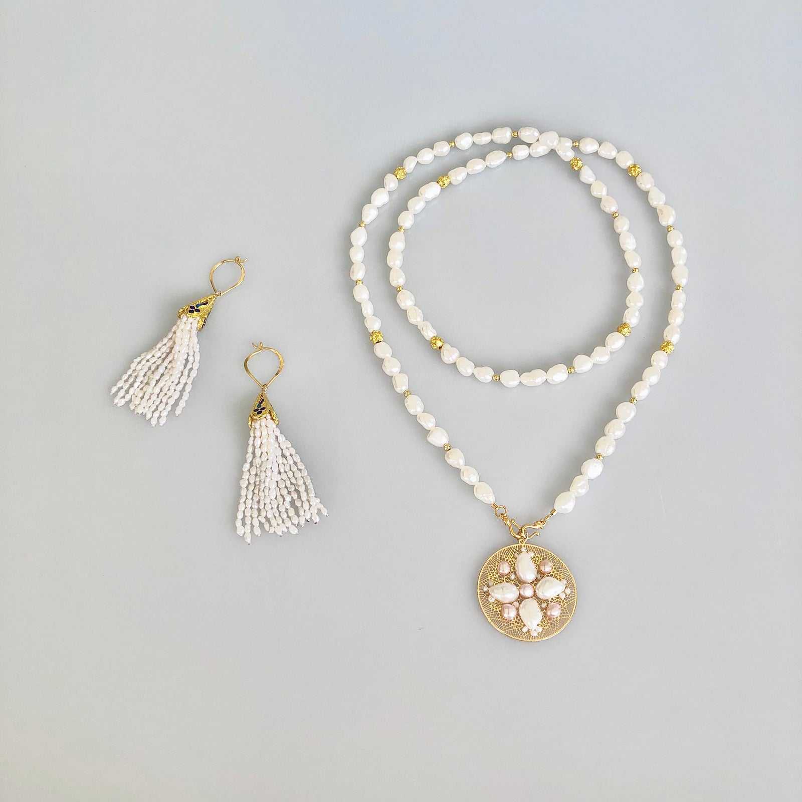 Multi-style Baroque Pearl Lariat Necklace Set