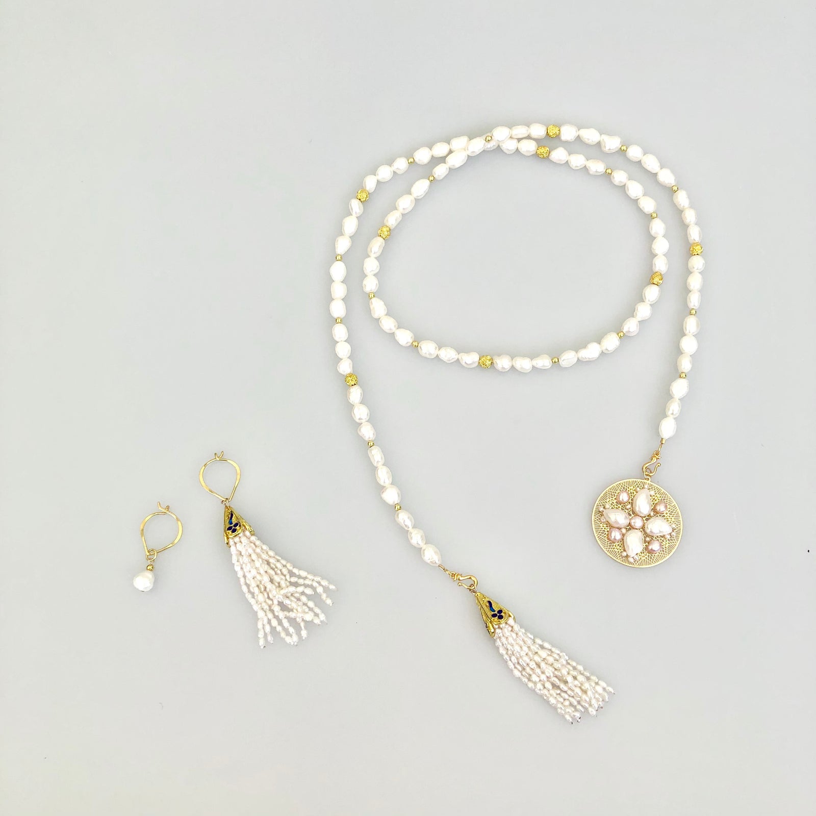 Multi-style Baroque Pearl Lariat Necklace Set