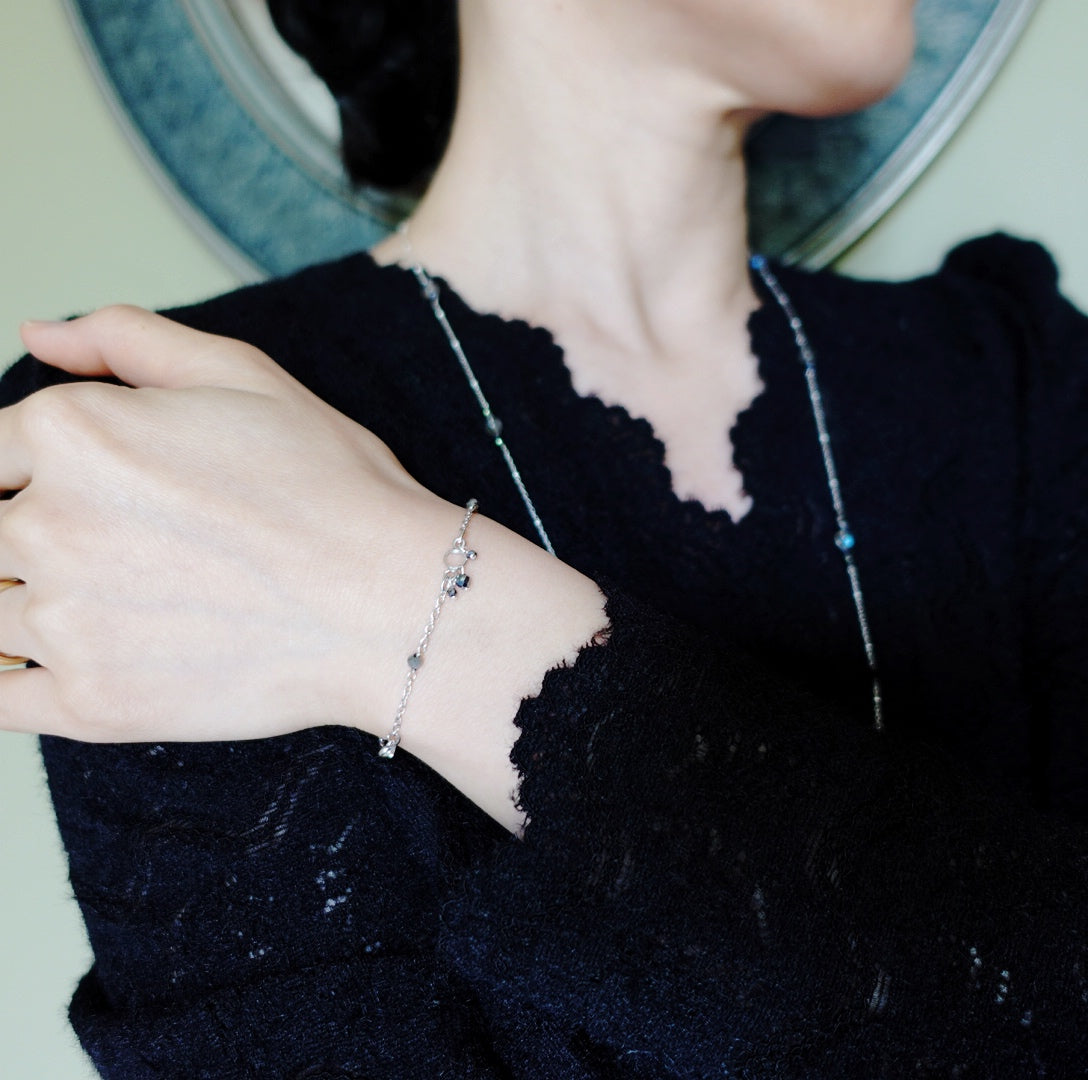 Yun Boutique Handmade Silver Grey Terahertz Stone Bracelet, Natural Gemstone Bracelet