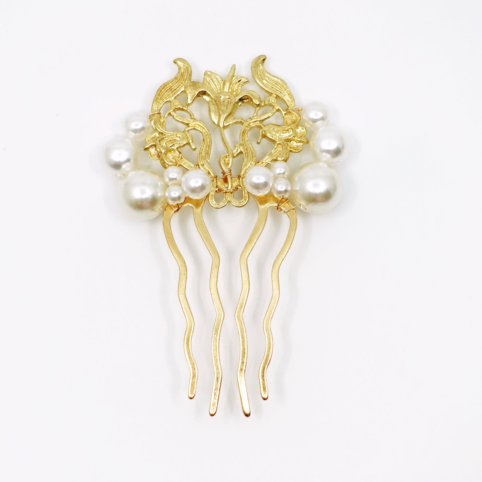 Lily Flower Hair Comb Gold - Yun Boutique