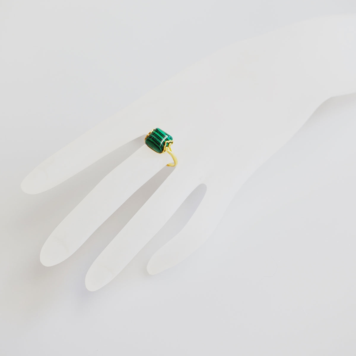 Gold Square Malachite Ring - Yun Boutique