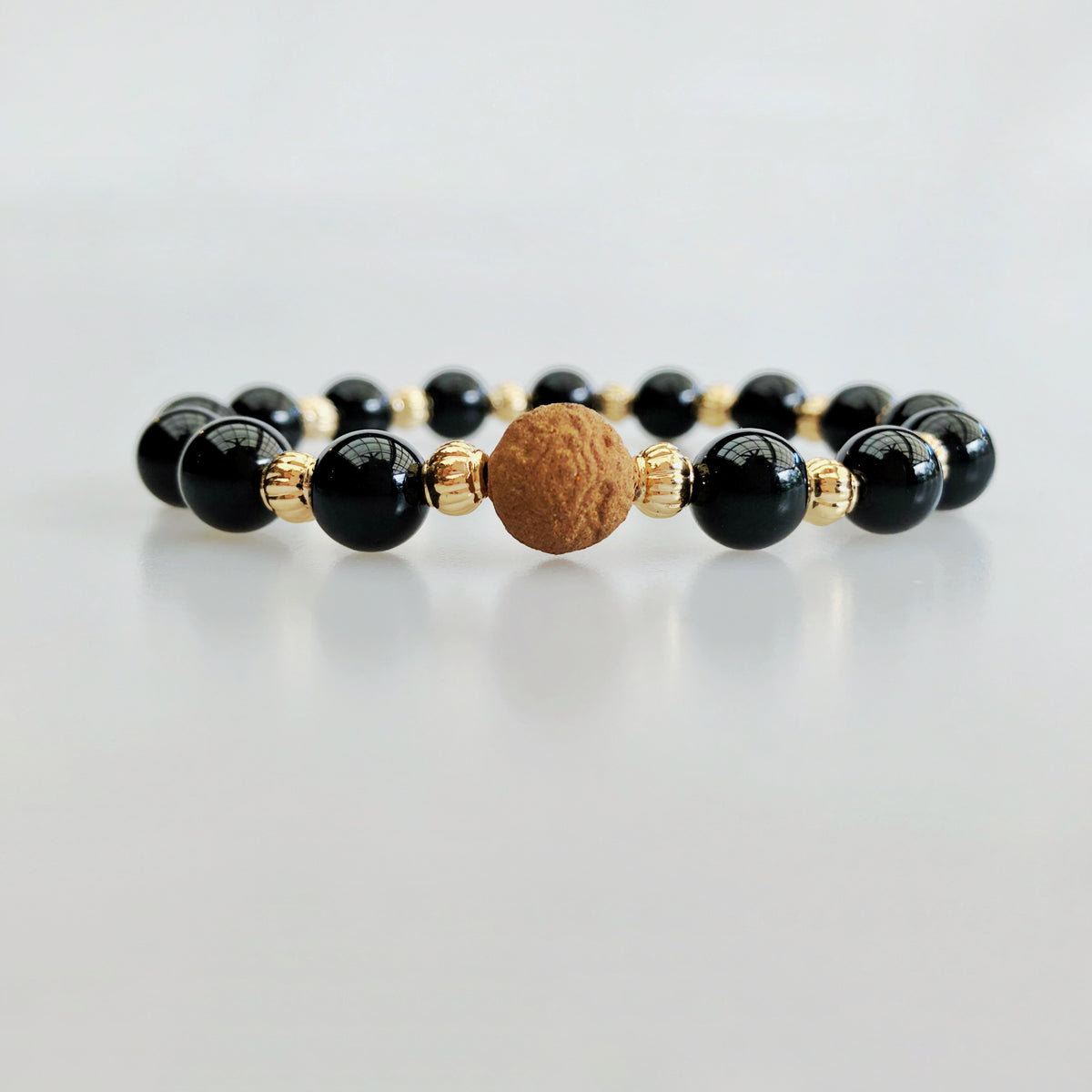 Vintage Style 8mm Obsidian Herbal Bracelet