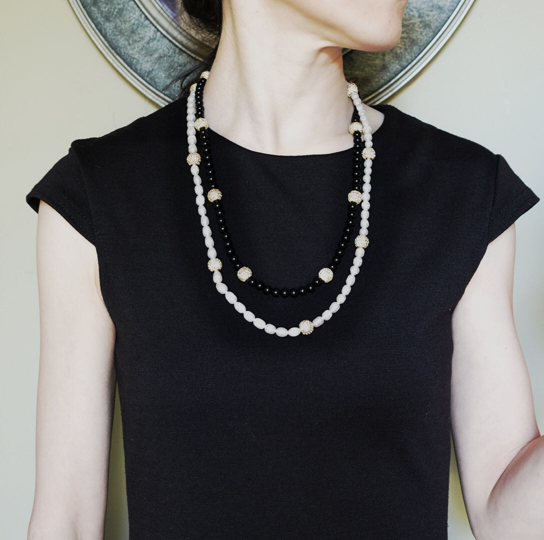 Return to Origin Pearl and Obsidian Opera Necklace - Yun Boutique
