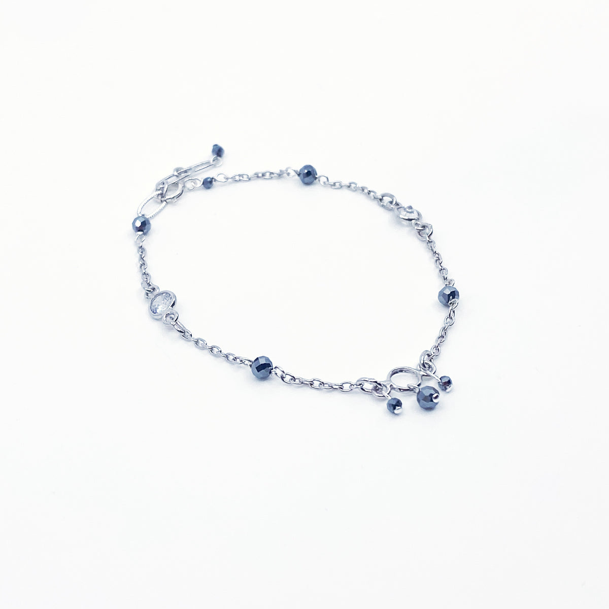 Yun Boutique Handmade Silver Grey Terahertz Stone Bracelet, Natural Gemstone Bracelet