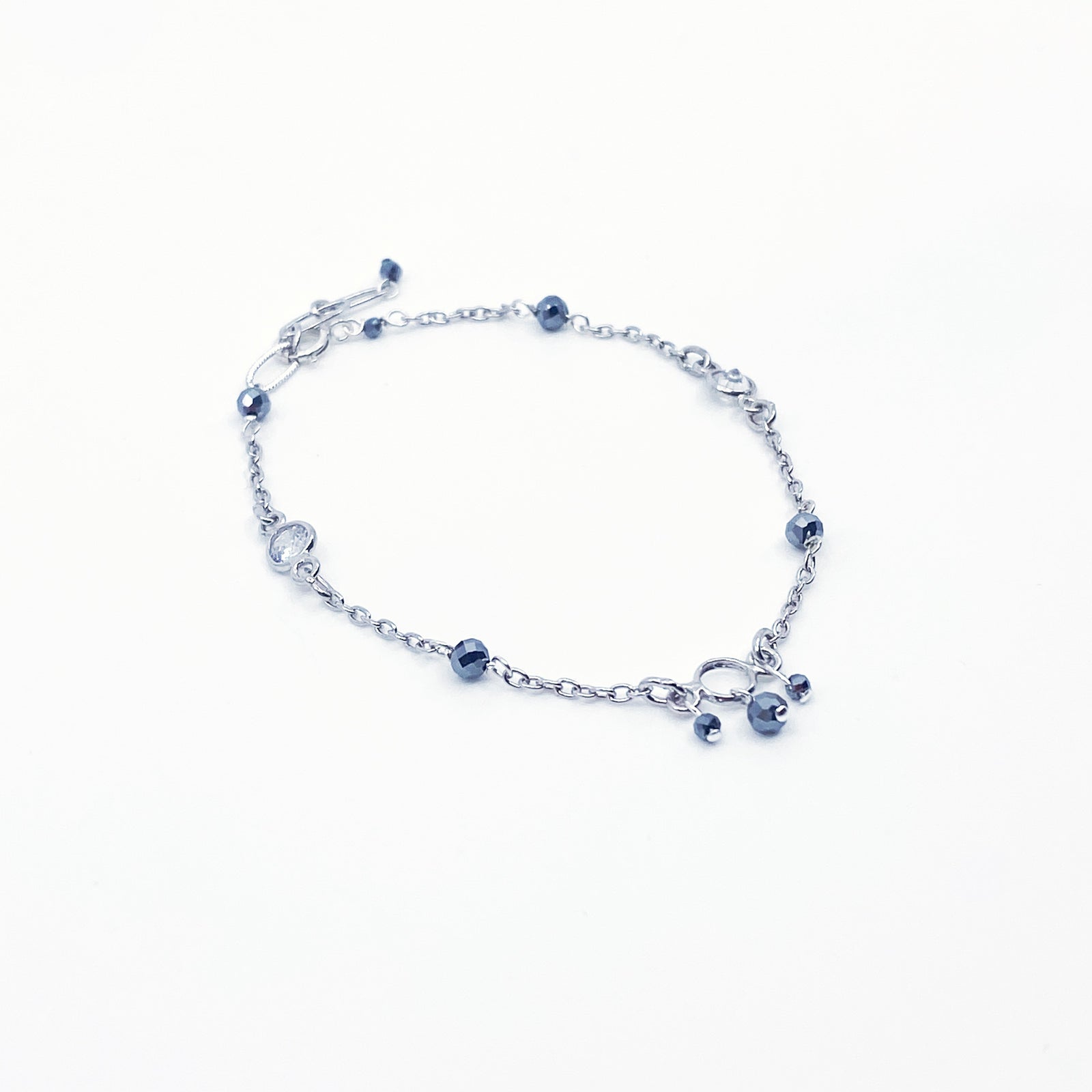 Yun Boutique Handmade Silver Grey Terahertz Stone Bracelet, Natural Gemstone Bracelet