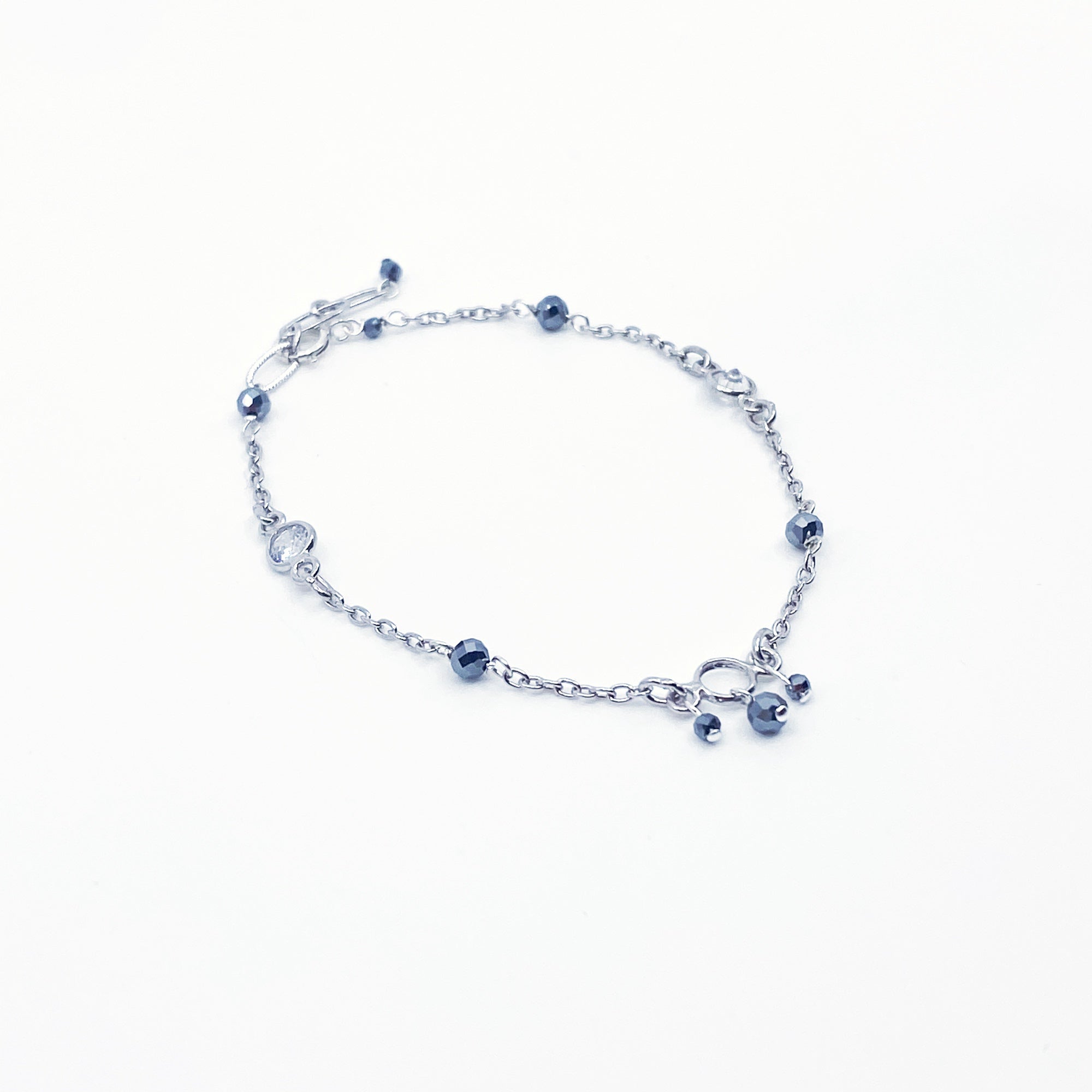 Yun Boutique Handmade Silver Grey Terahertz Stone Bracelet, Natural Gemstone Bracelet