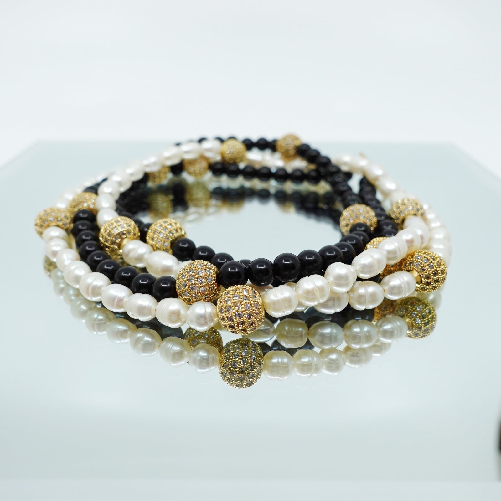 Return to Origin Pearl and Obsidian Opera Necklace - Yun Boutique