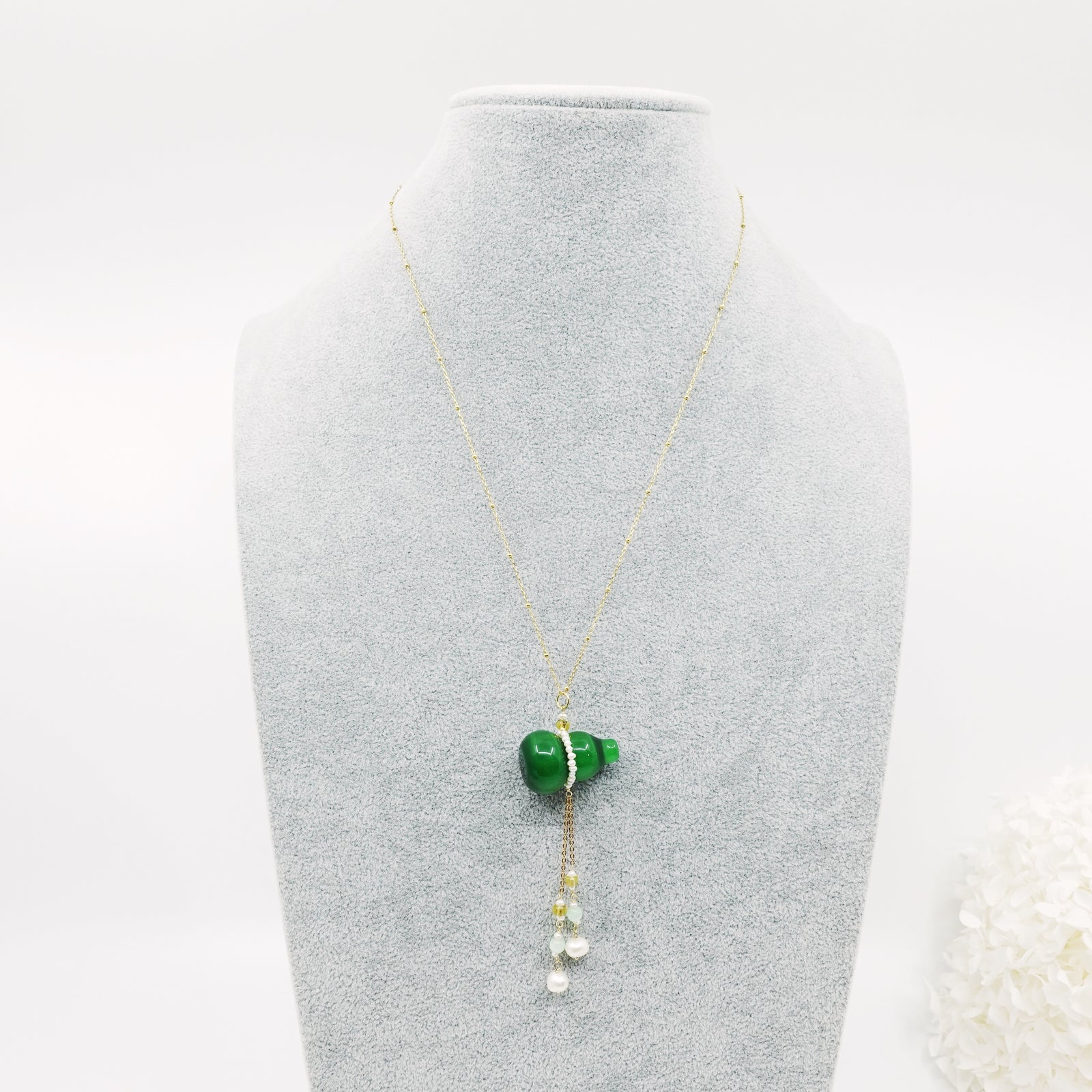 Green Cateye Hulu Gourd Pendant Necklace - Yun Boutique