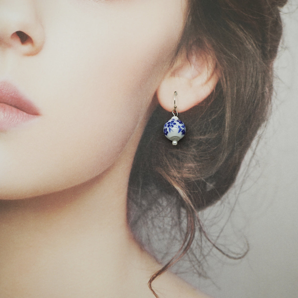 Blue Plum Blossom Porcelain Earrings - Yun Boutique