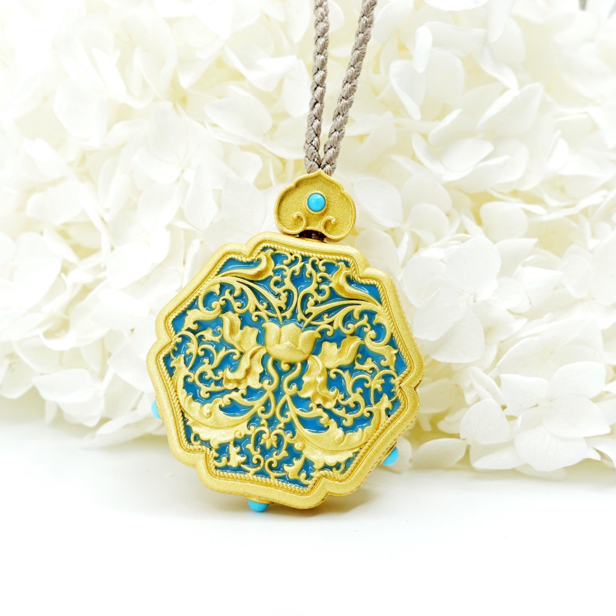 Enamel Lotus Flower Necklace in Sterling Silver Yun Boutique