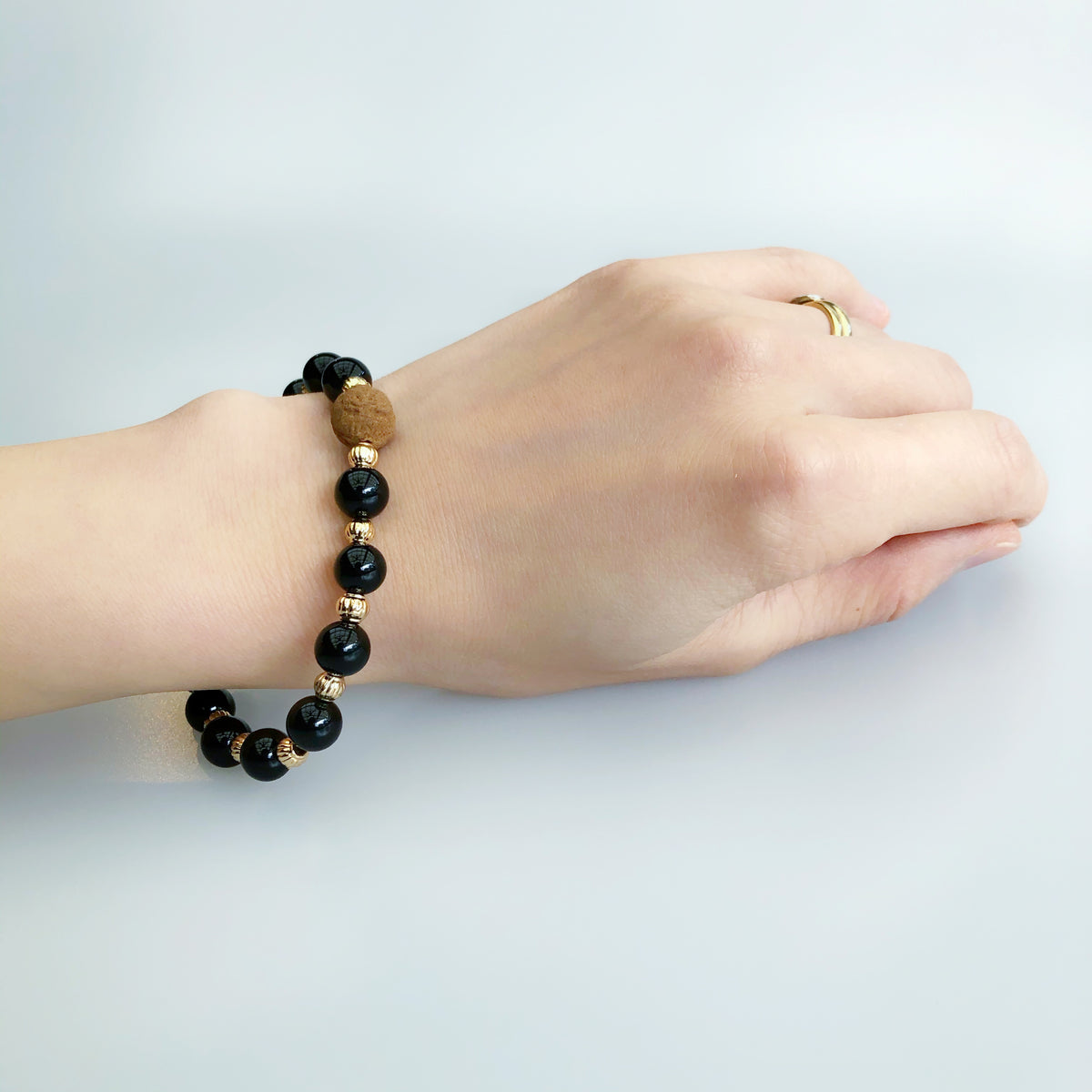Vintage Style 8mm Obsidian Herbal Bracelet