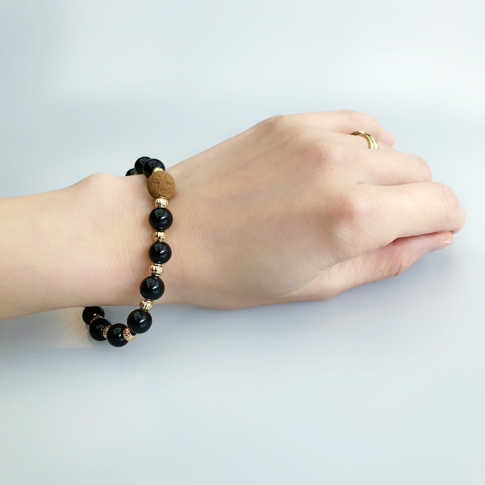 Vintage Style 8mm Obsidian Herbal Bracelet