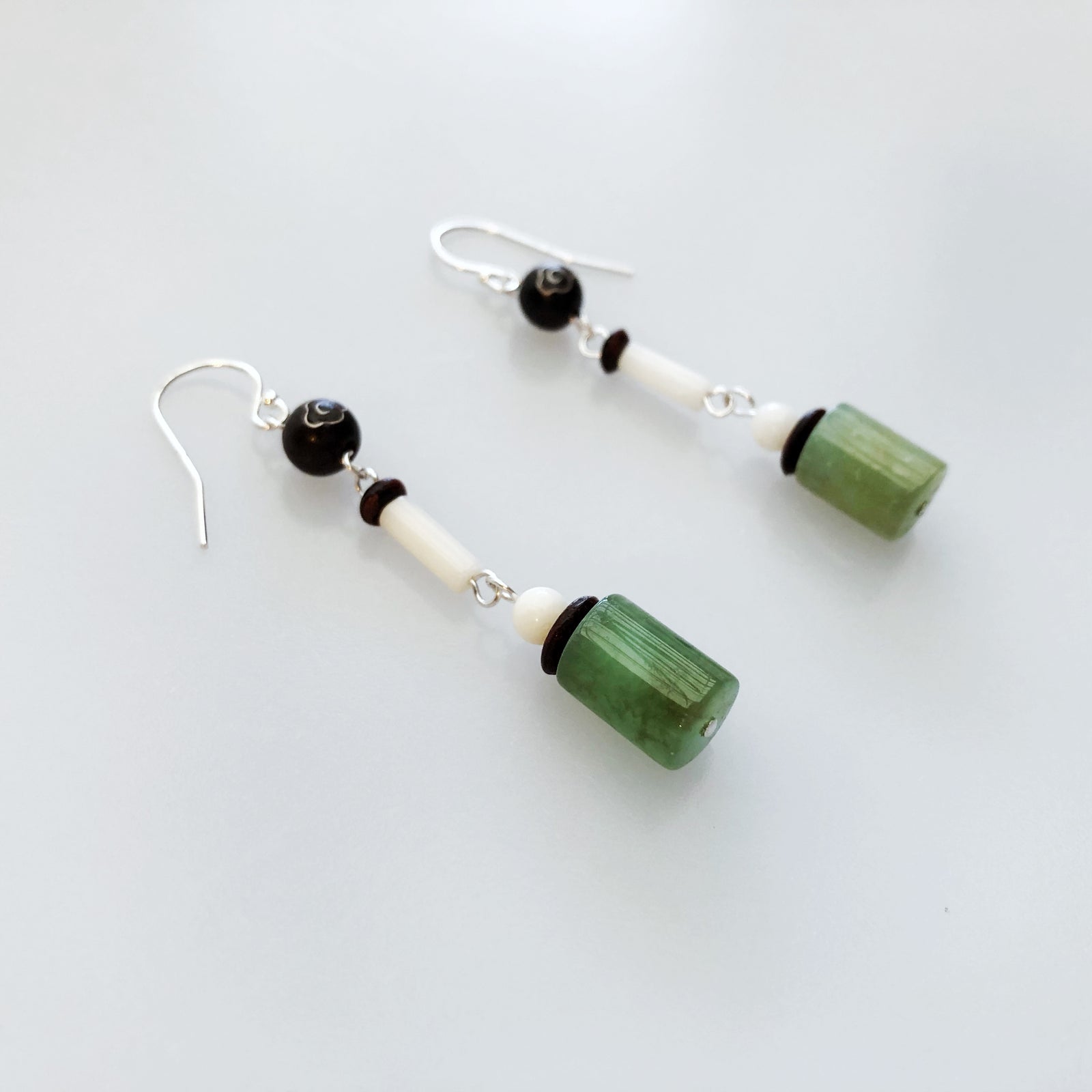 Vintage Jade and Rosewood Earrings