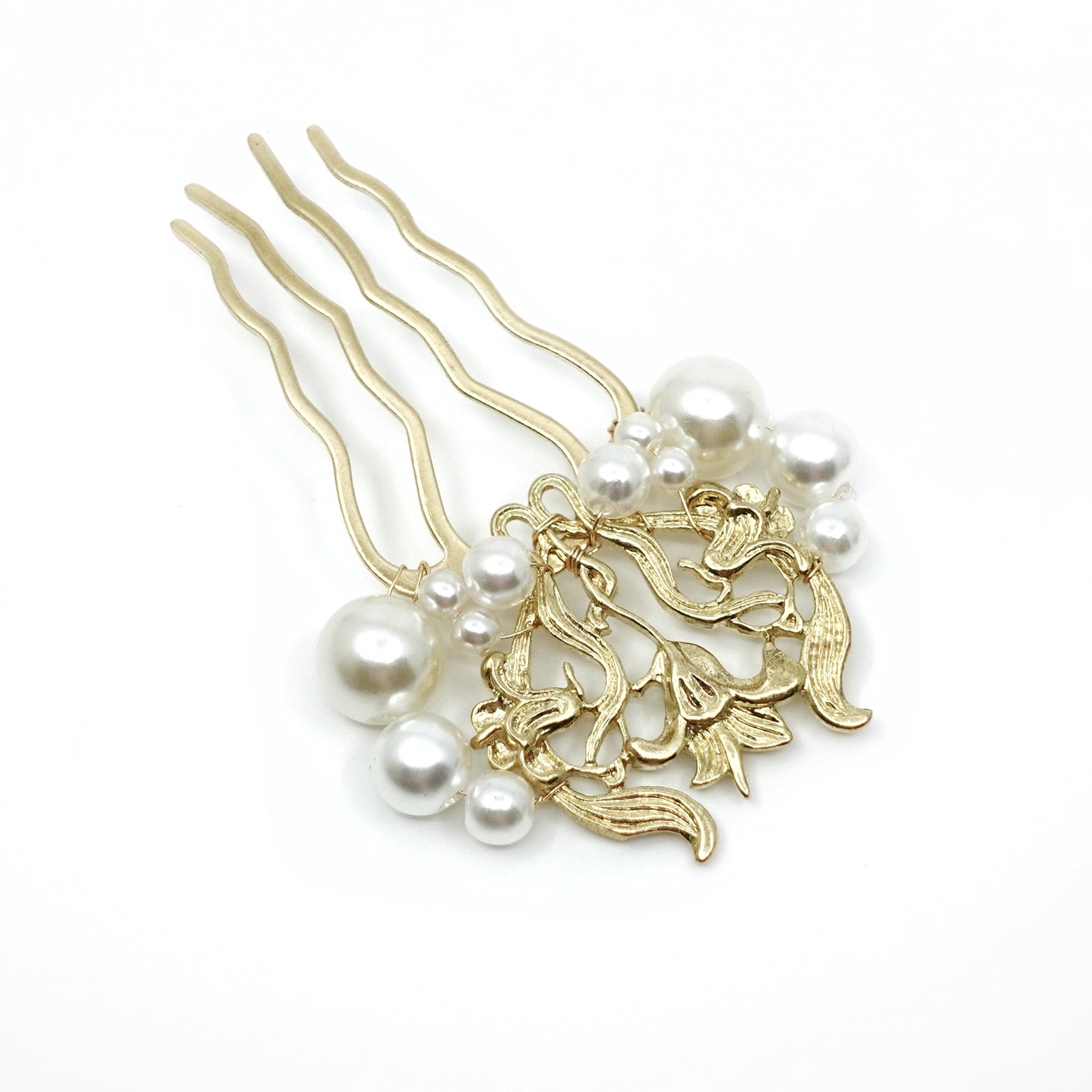 Lily Flower Hair Comb Gold - Yun Boutique