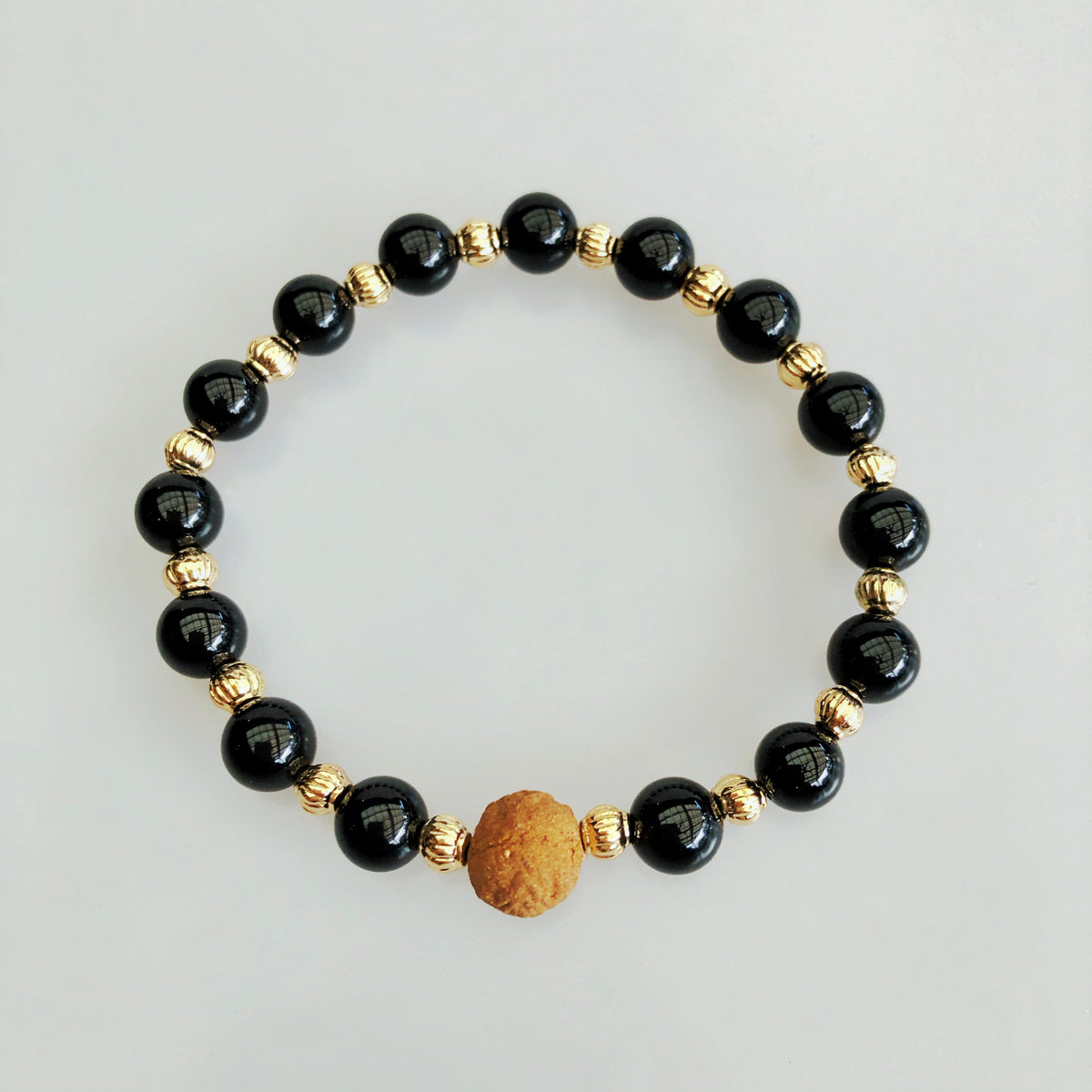 Vintage Style 8mm Obsidian Herbal Bracelet