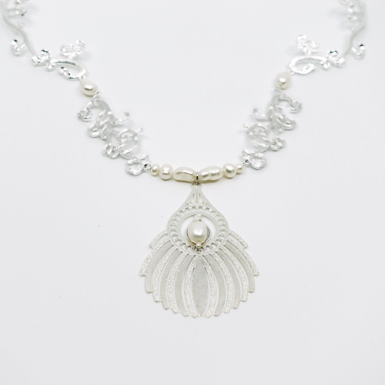 Silver Phoenix Feather Statement Necklace - Yun Boutique