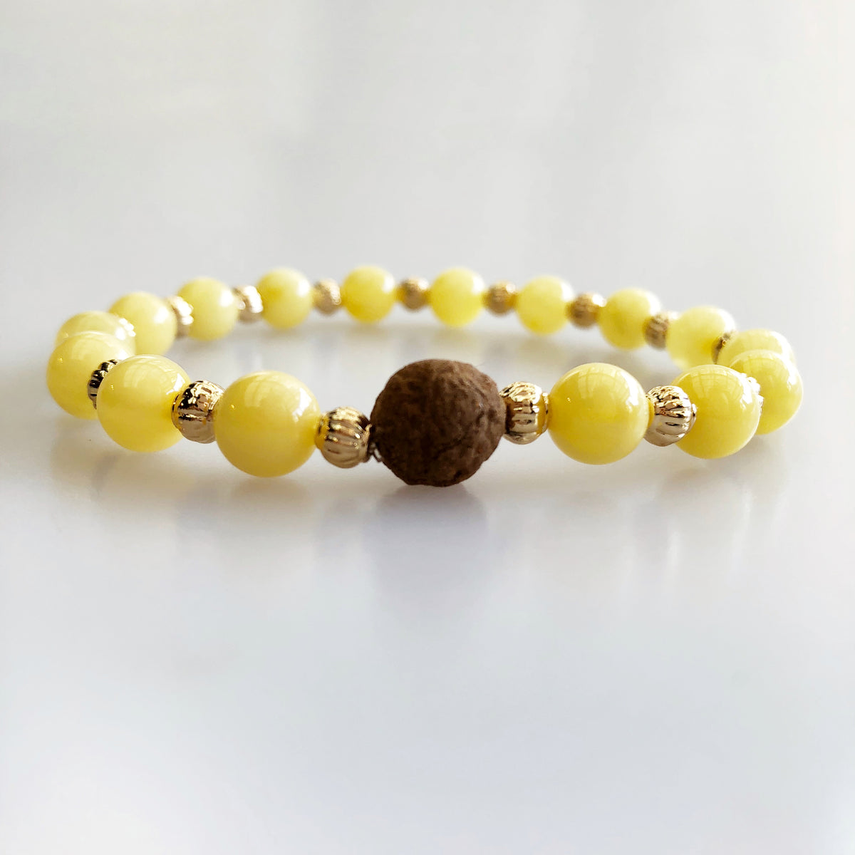 Vintage Style 8mm Amber Herbal Bracelet