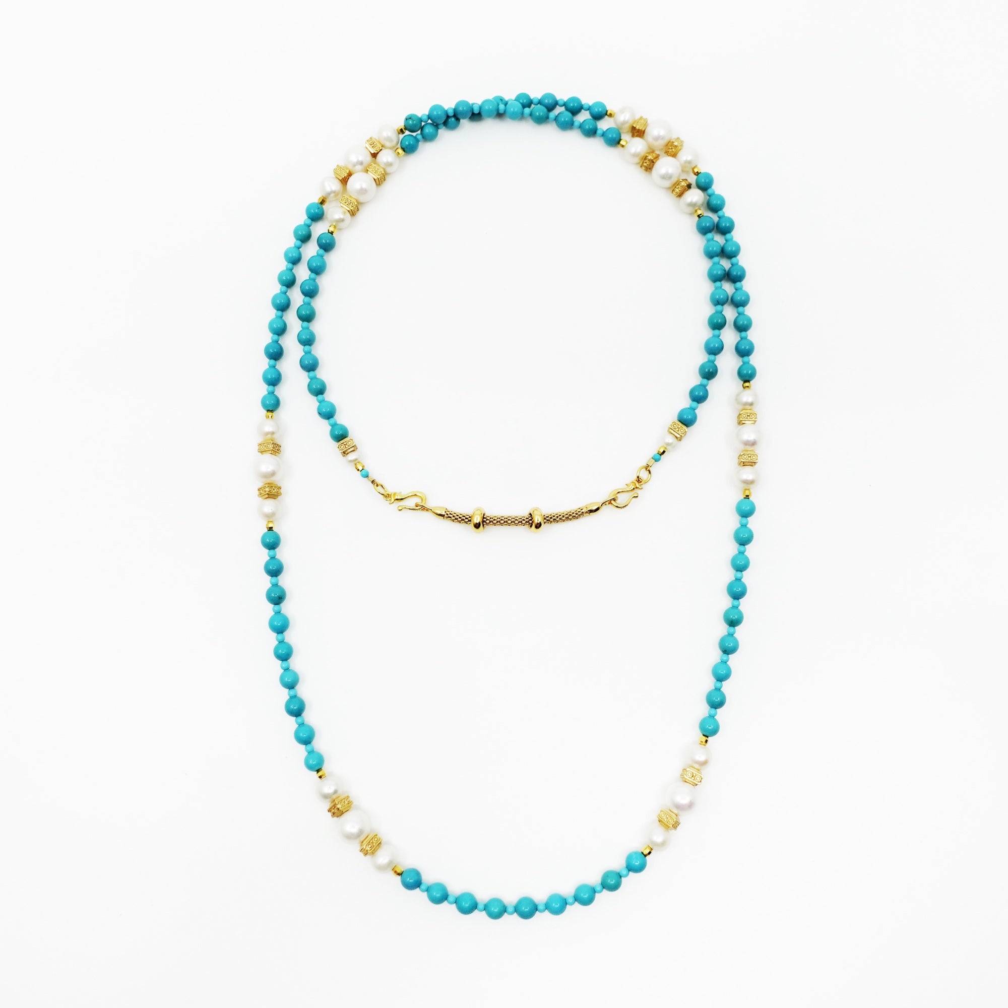 Turquoise & Gold Beaded Necklace – Dandelion Jewelry