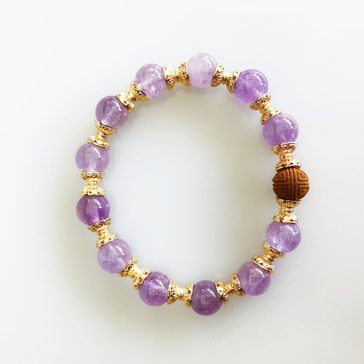 Vintage Style 10mm Amethyst Herbal Bracelet