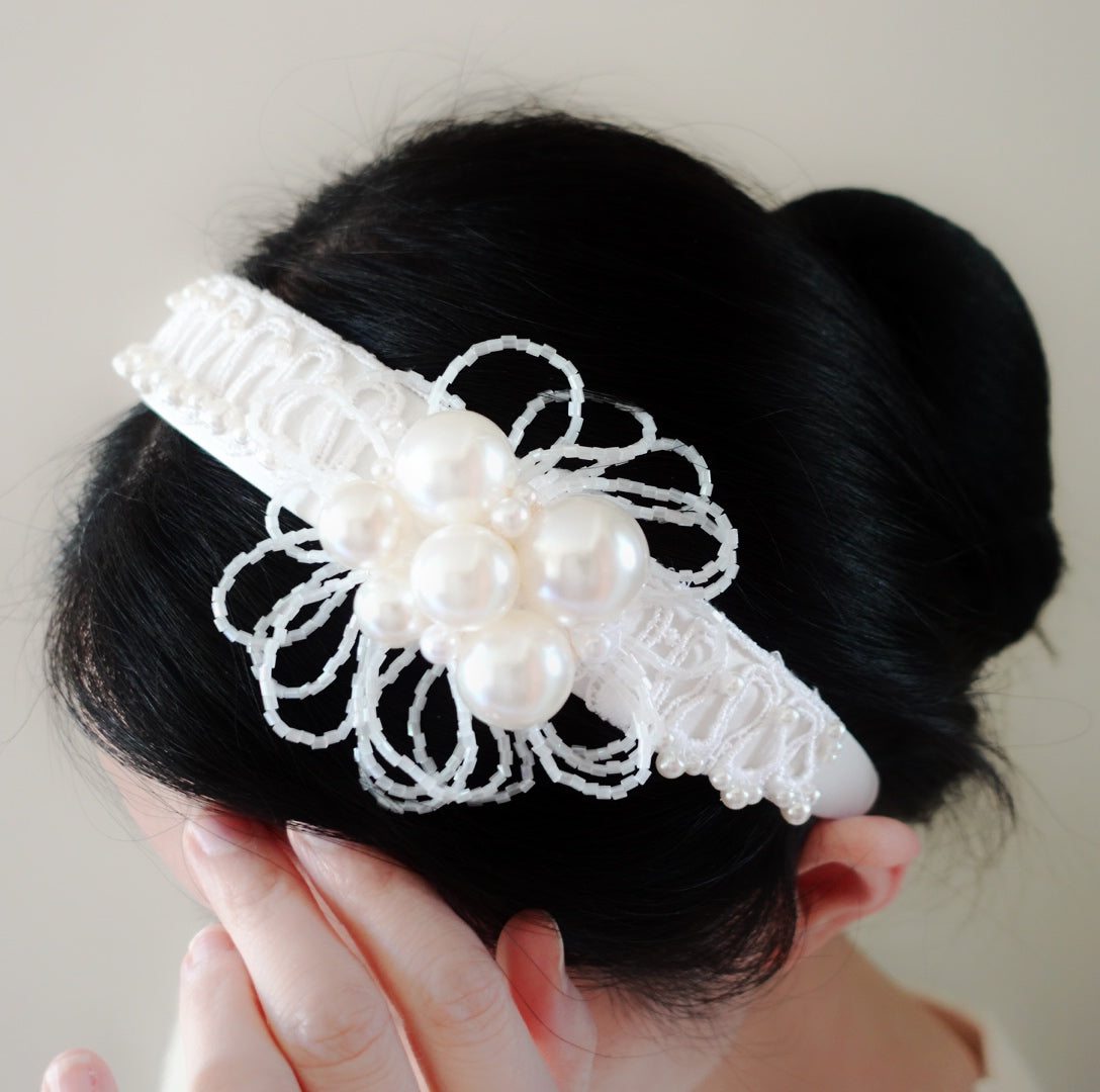Pearl Flower Bridal Headband - Yun Boutique