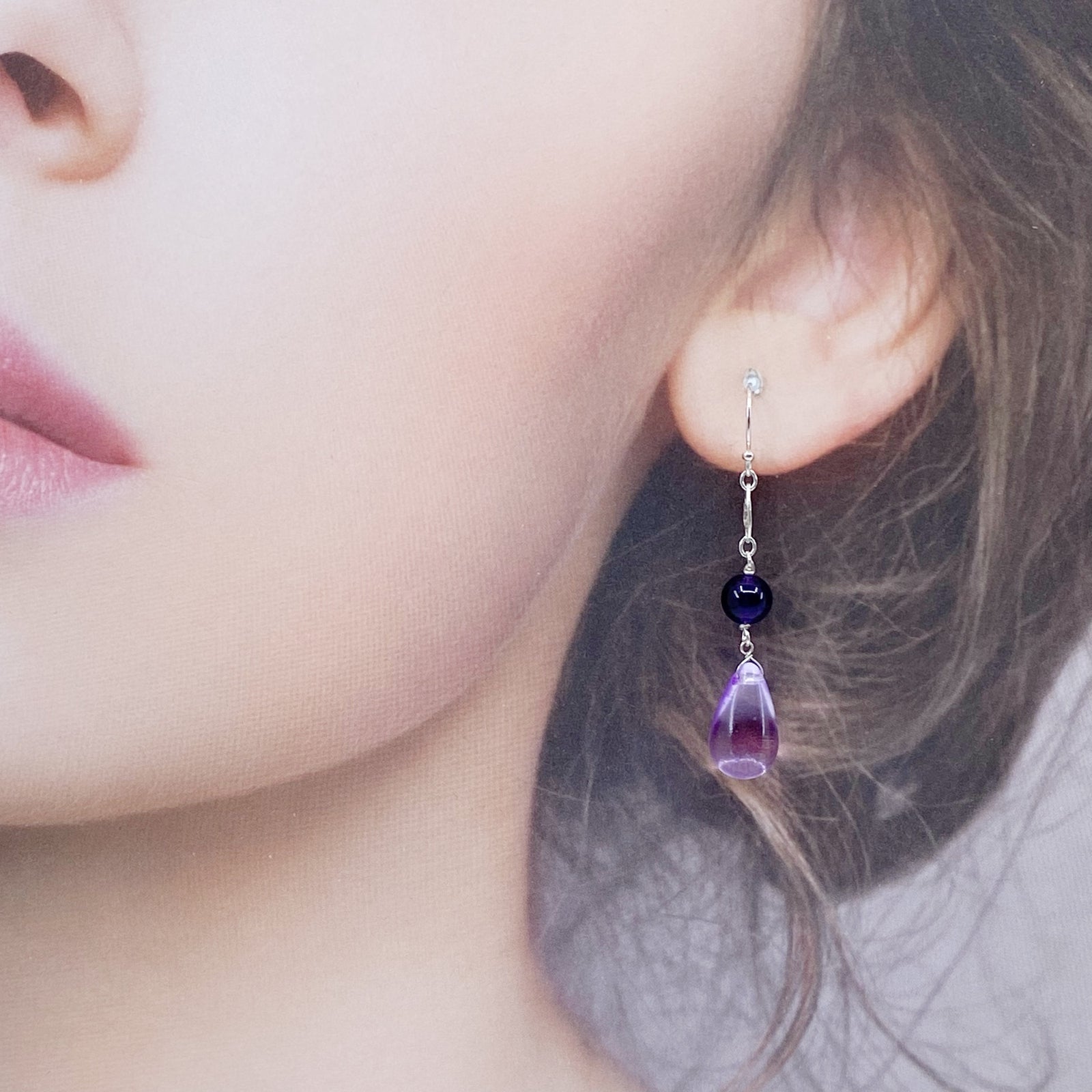 Yun Boutique Purple Gemstone Necklace and Earring Set