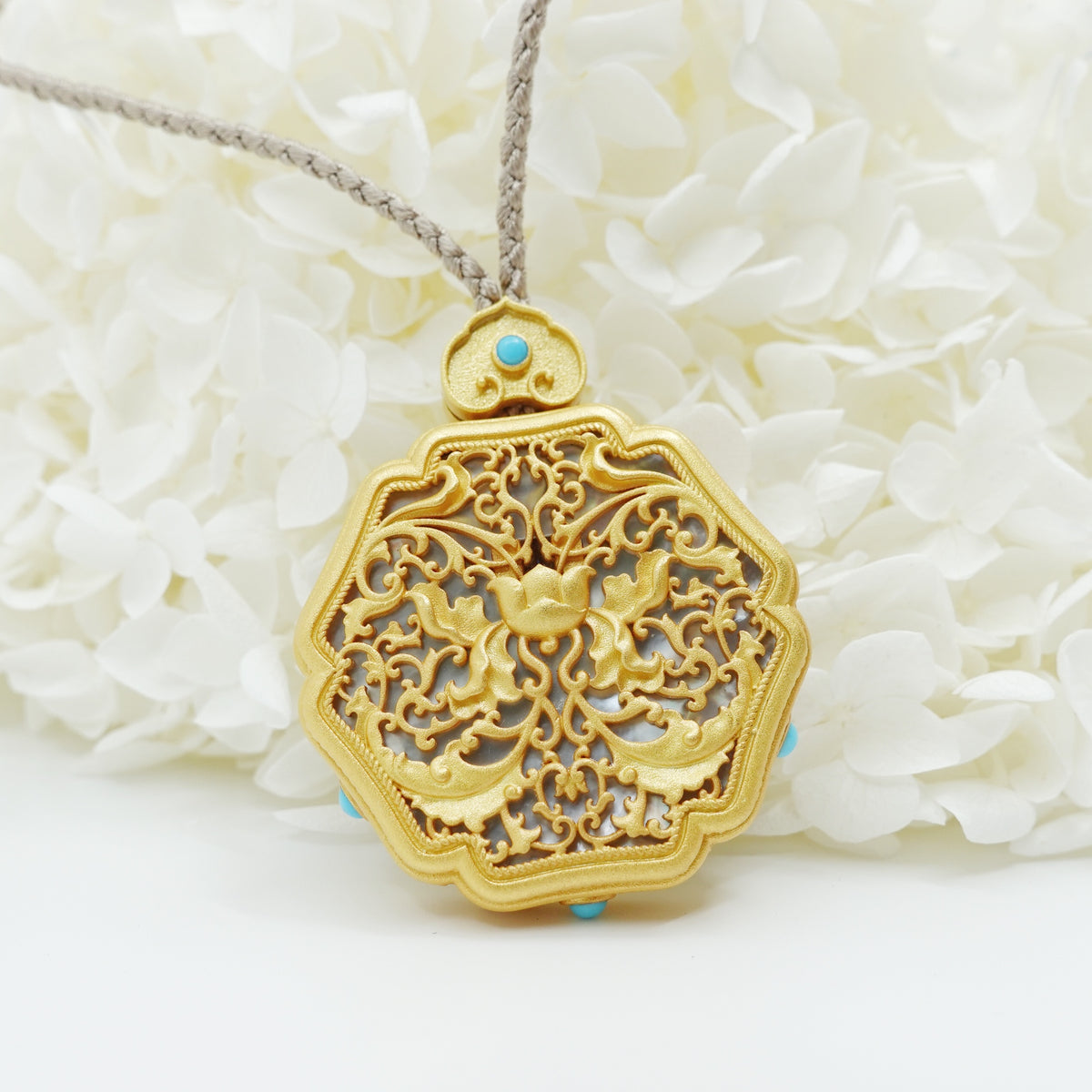 Enamel Lotus Flower Necklace in Sterling Silver - Yun Boutique