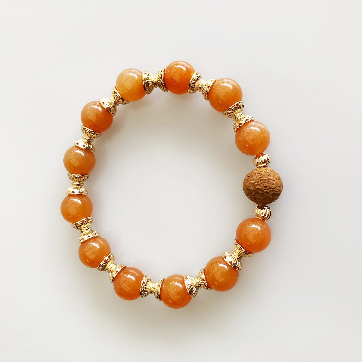 Vintage Style 10mm Orange Aventurine Herbal Bracelet