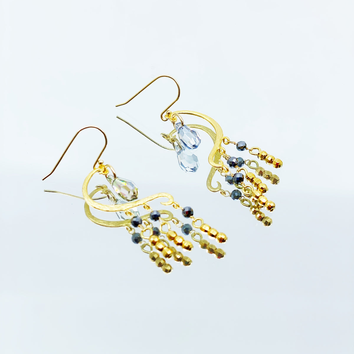 Heavenly Elegance Gold Grey Earrings - Yun Boutique