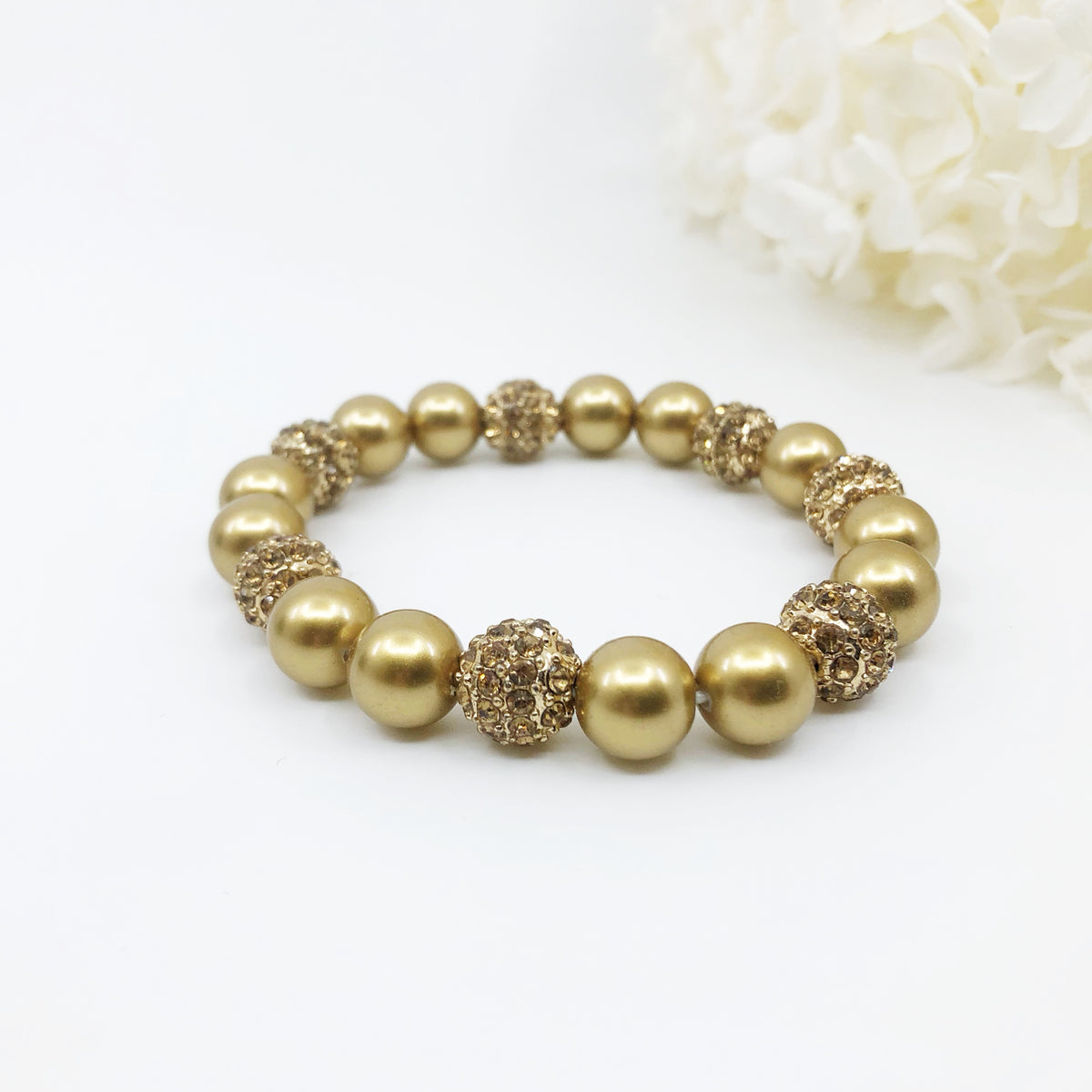 Handmade Gold Faux Pearl Bracelet