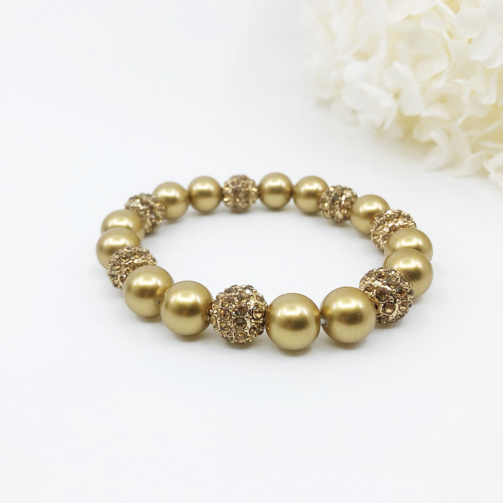 Handmade Gold Faux Pearl Bracelet