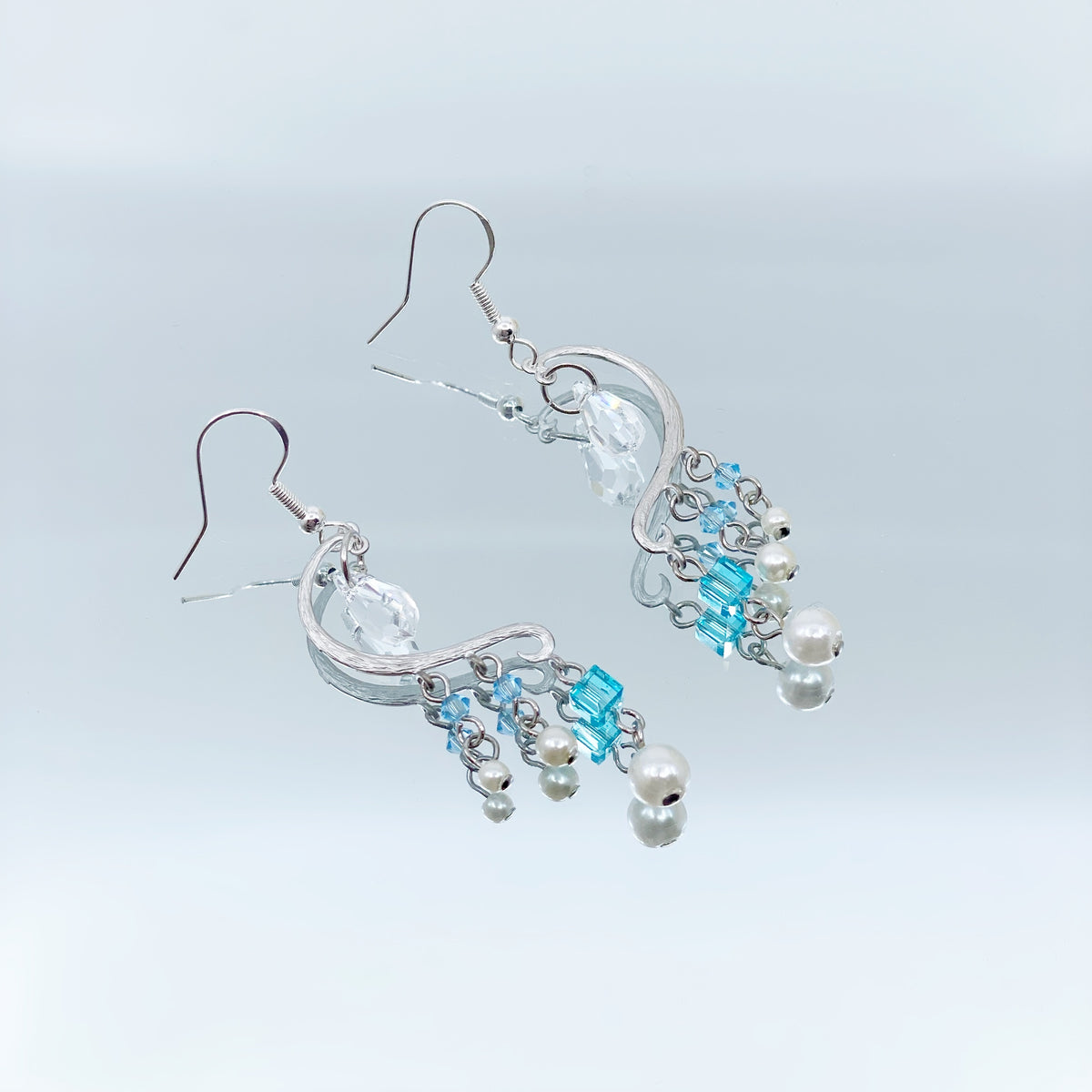 Heavenly Elegance Silver Blue Earrings - Yun Boutique