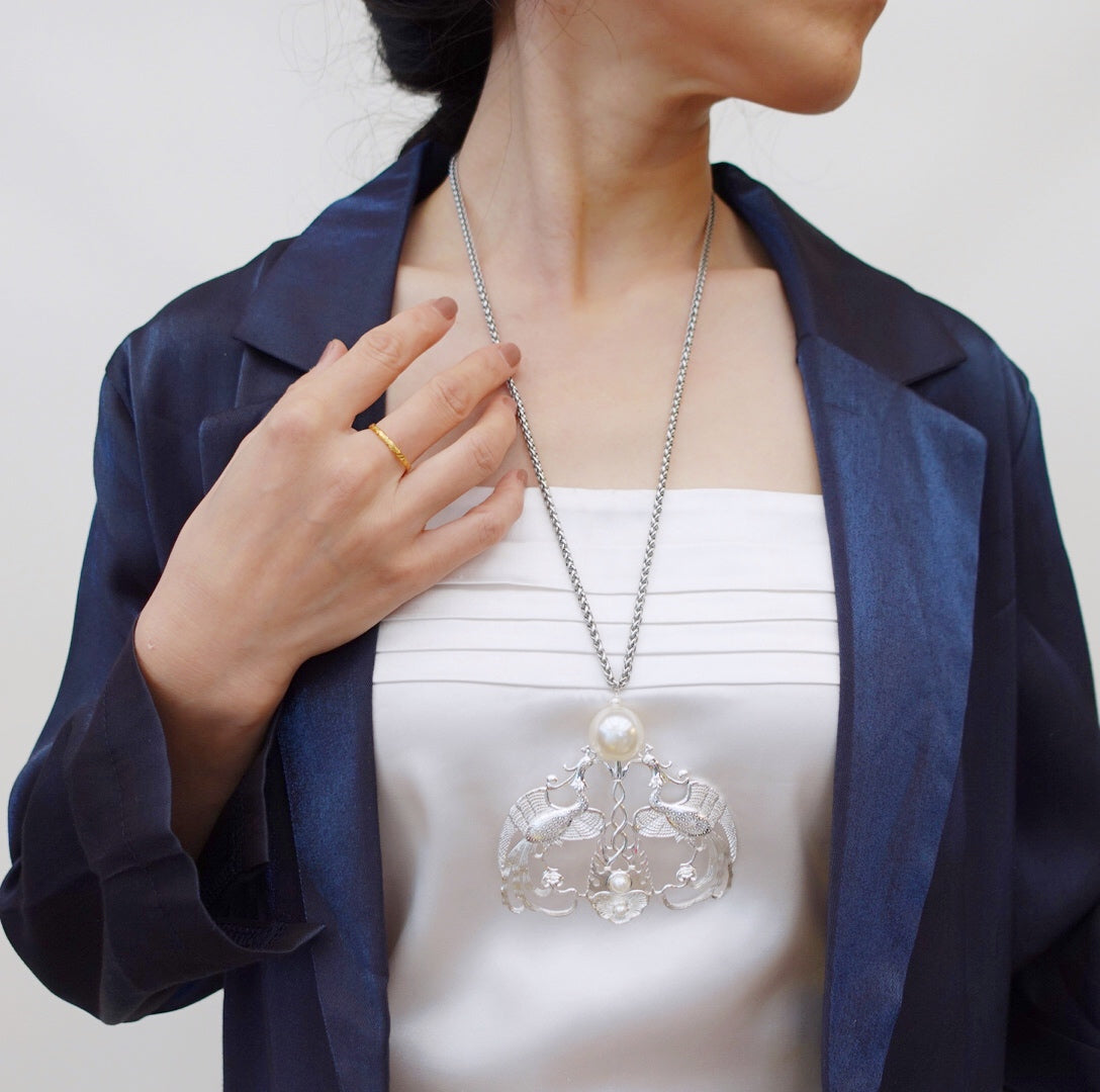 Duo Phoenix Pearl Necklace - Yun Boutique