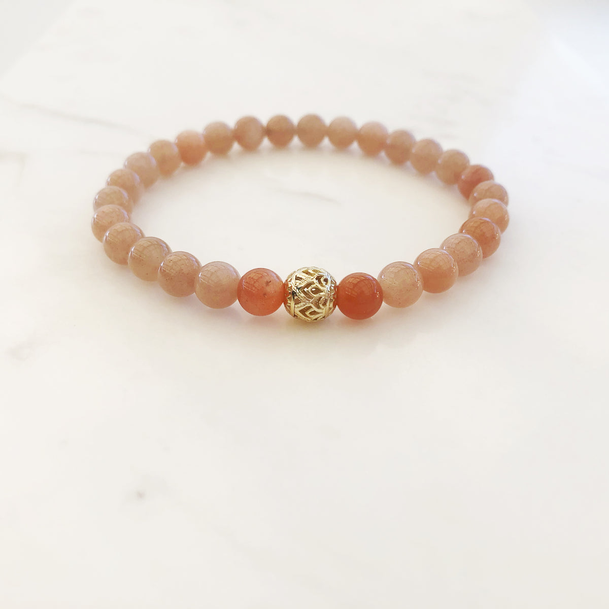 Beaded Sunstone Lotus Bracelet