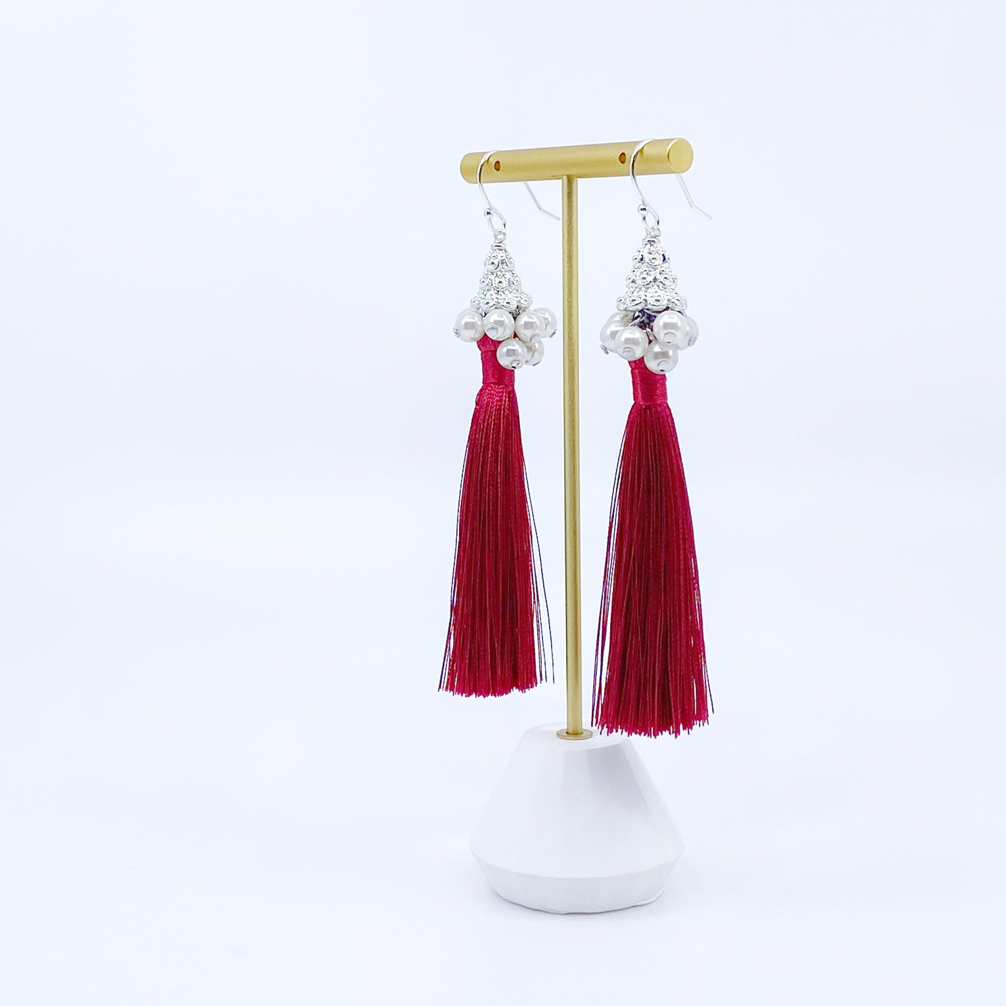 Buy Now Red Gold Plated Tassle Drop Earring @ Best Price