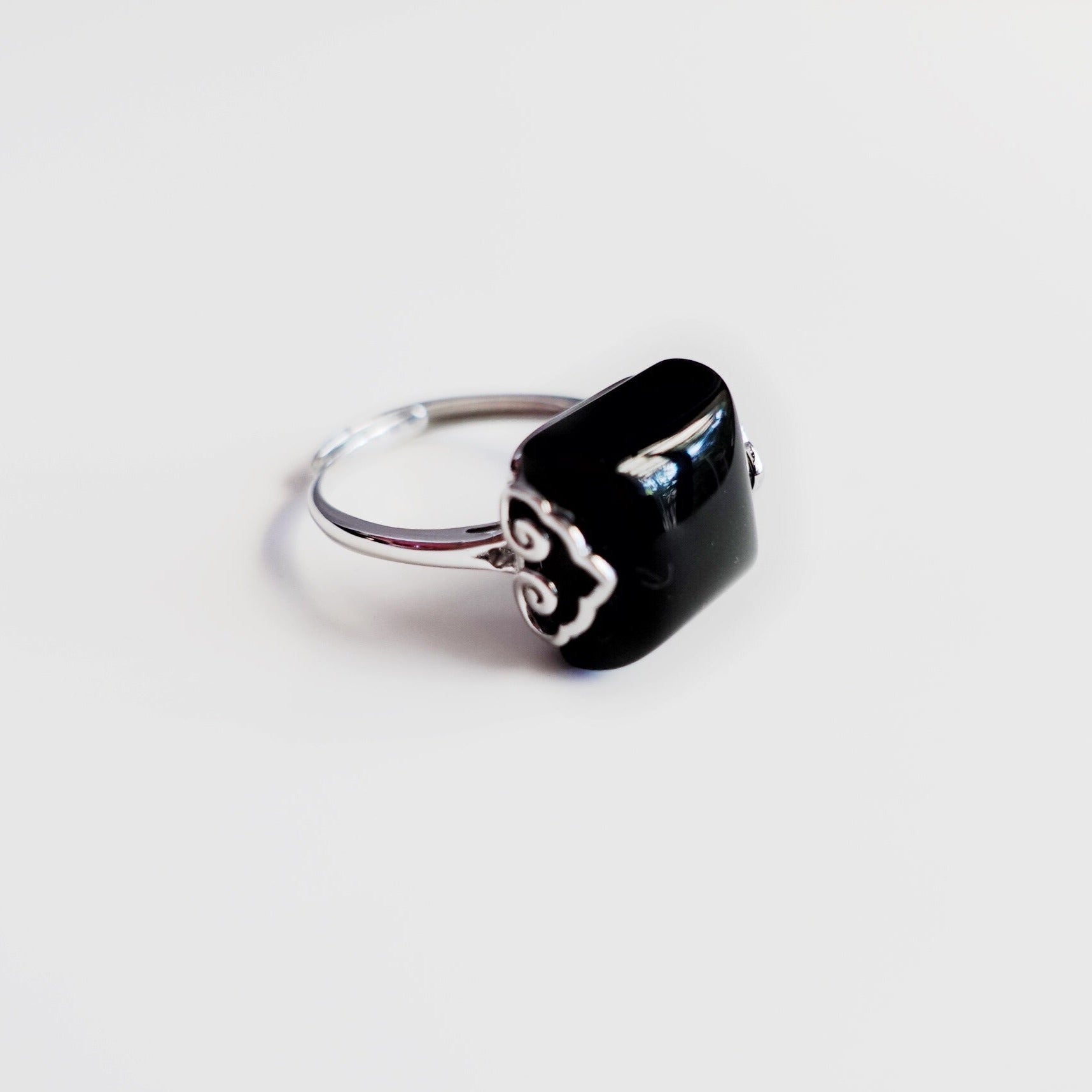 Men's Black Obsidian Gemstone Ring