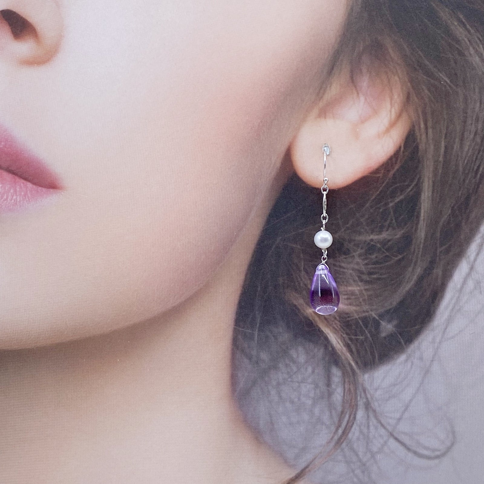 Purple Gemstone Necklace and Earring Set - Yun Boutique