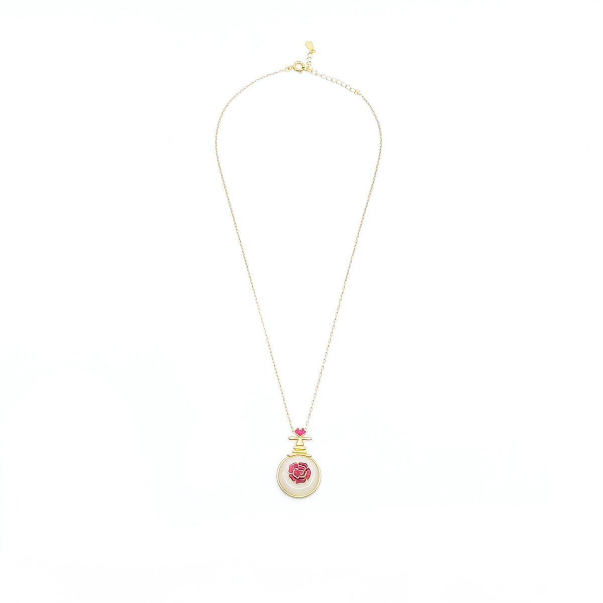 Yun Boutique Gold Pipa Enamel Hetian White Jade Necklace