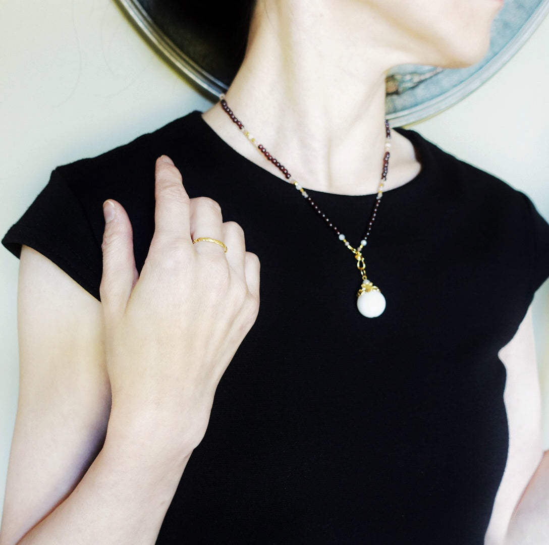 Return to Origin 4mm Garnet Pendant Necklace - Yun Boutique