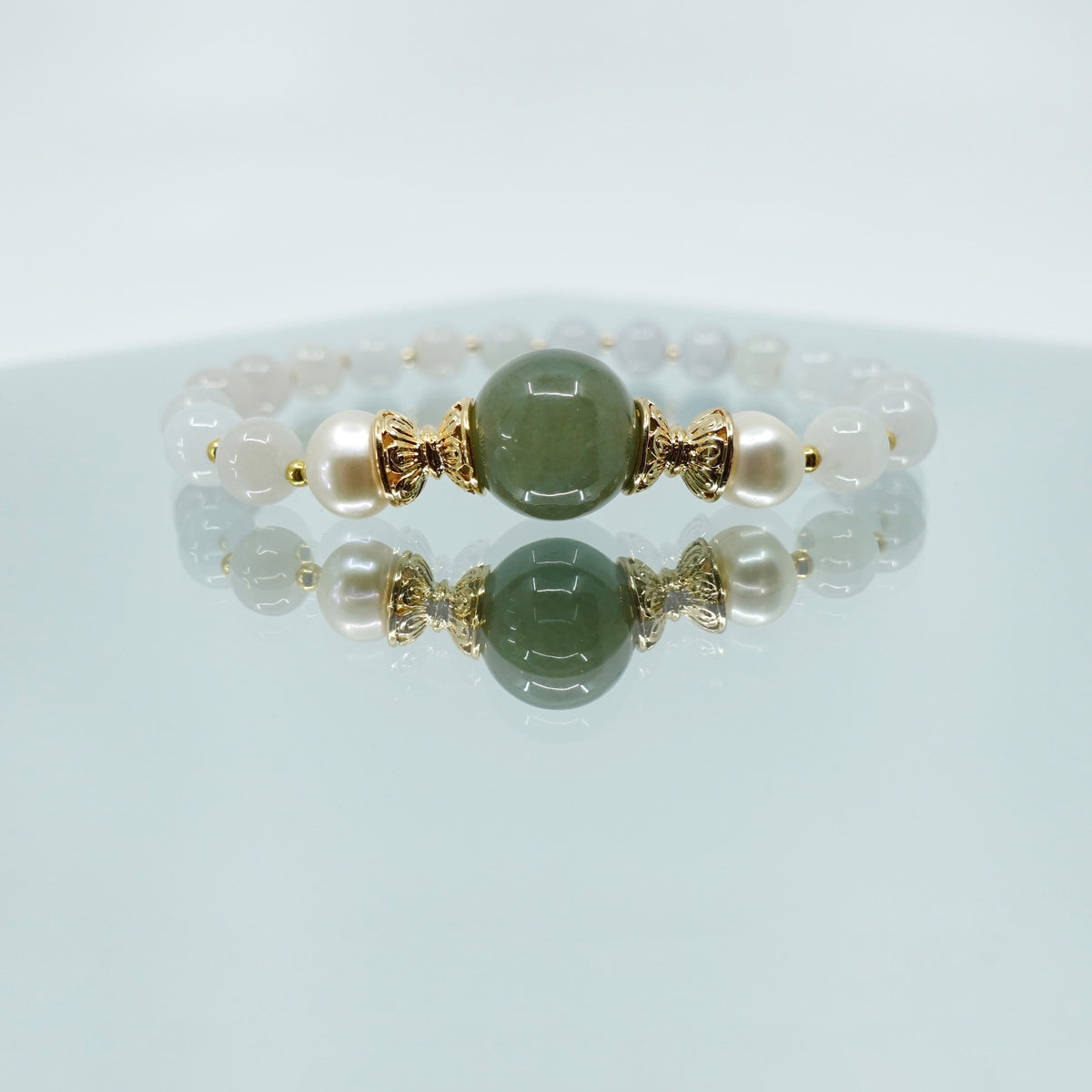 Beaded Mint Jadeite Bracelet 16cm - Yun Boutique