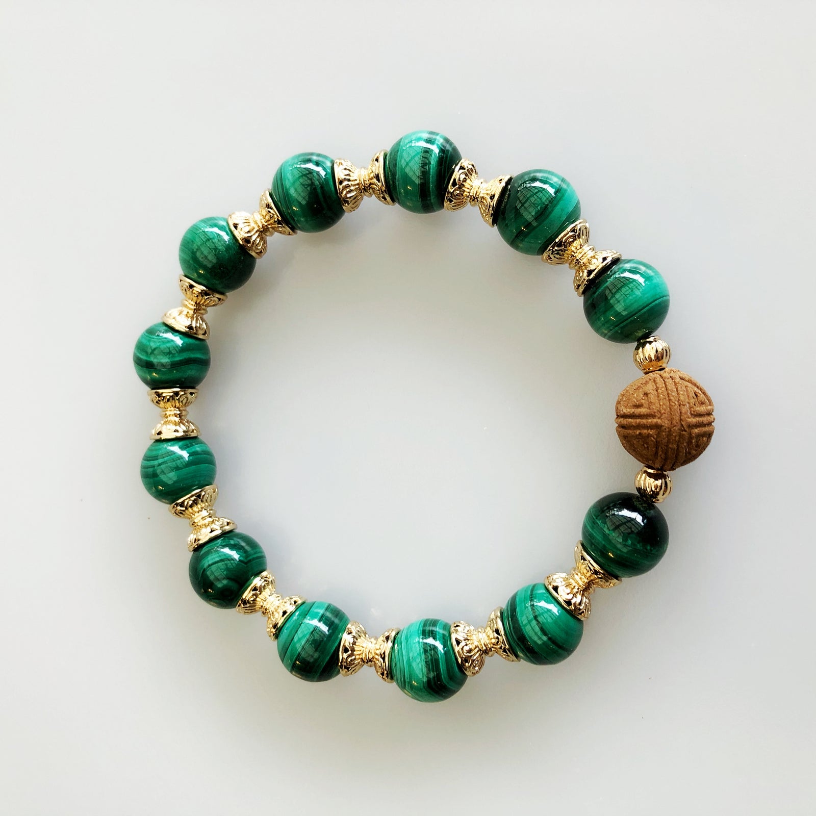 Vintage Style 10mm Malachite Herbal Bracelet