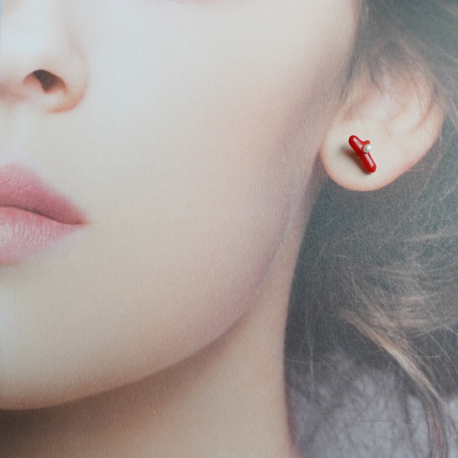 Asymmetrical Natural Red Coral Branch Studs - Yun Boutique