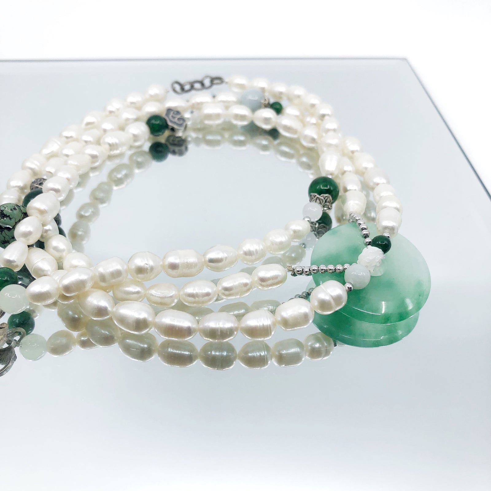 Yun Boutique Long Beaded Pearl Necklace with Jade Pendant, jade necklace, long pearl necklace, handmade necklace, jade pendant, real jade necklace, pearl necklace silver, silver and pearl necklace, real pearl necklace women, lengthy necklace, long necklace, freshwater pearl necklace, small pearl necklace, long pendant necklace, vintage pearl necklace, natural pearl necklace