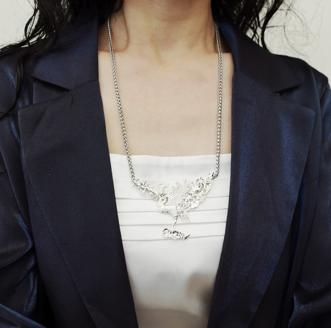 Silver Phoenix Pendant Necklace - Yun Boutique
