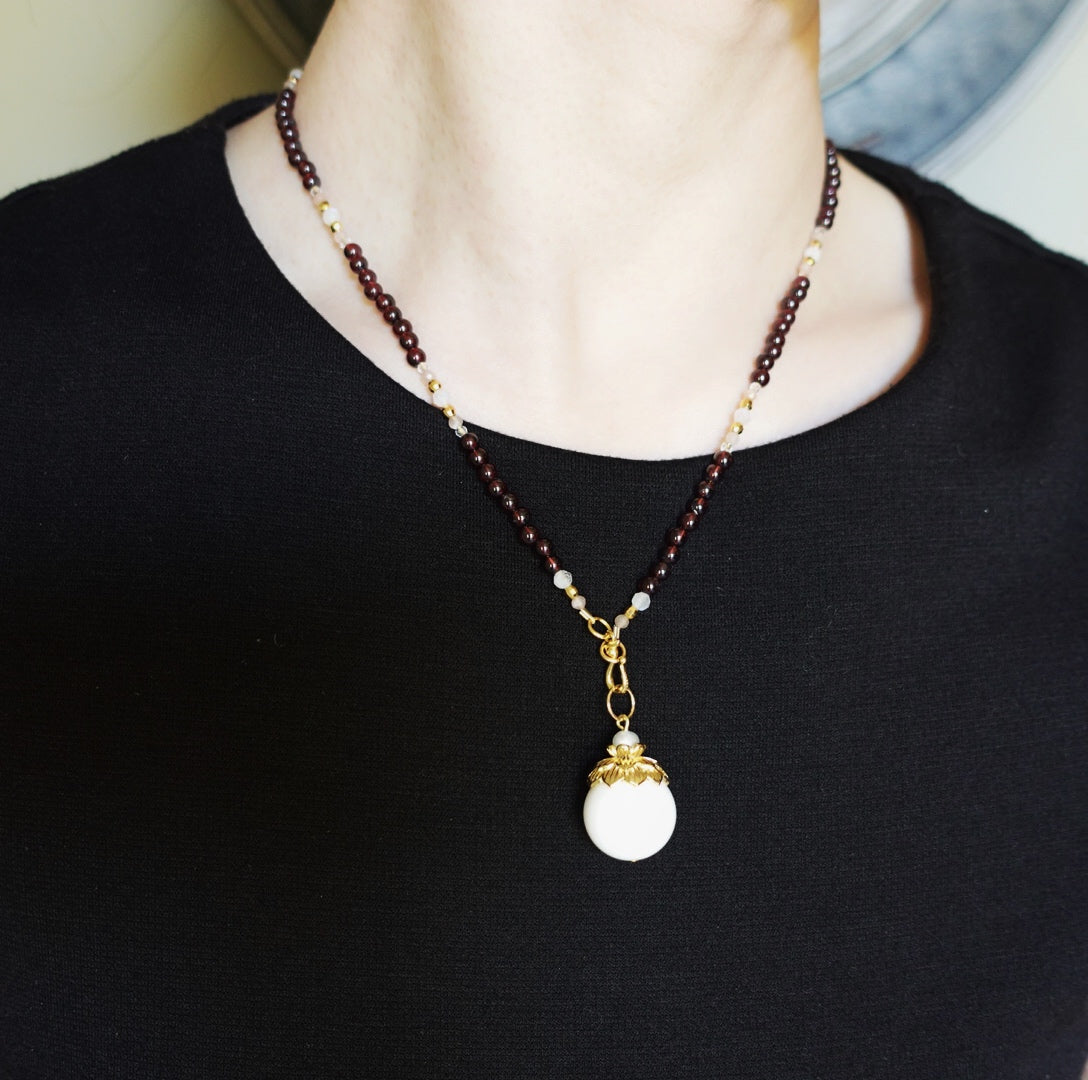 Return to Origin 4mm Garnet Pendant Necklace - Yun Boutique