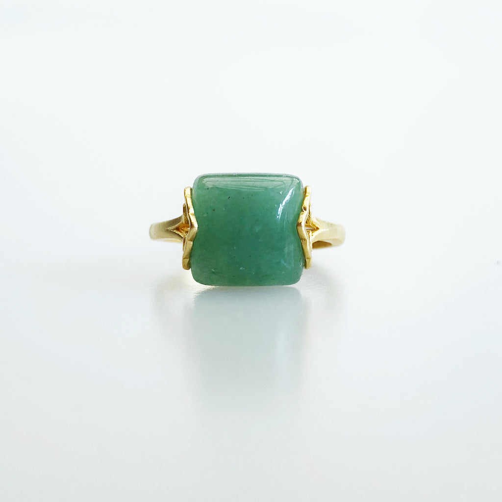 Gold Square Aventurine Ring | Asian Boutique Jewelry from New York | Yun  Boutique
