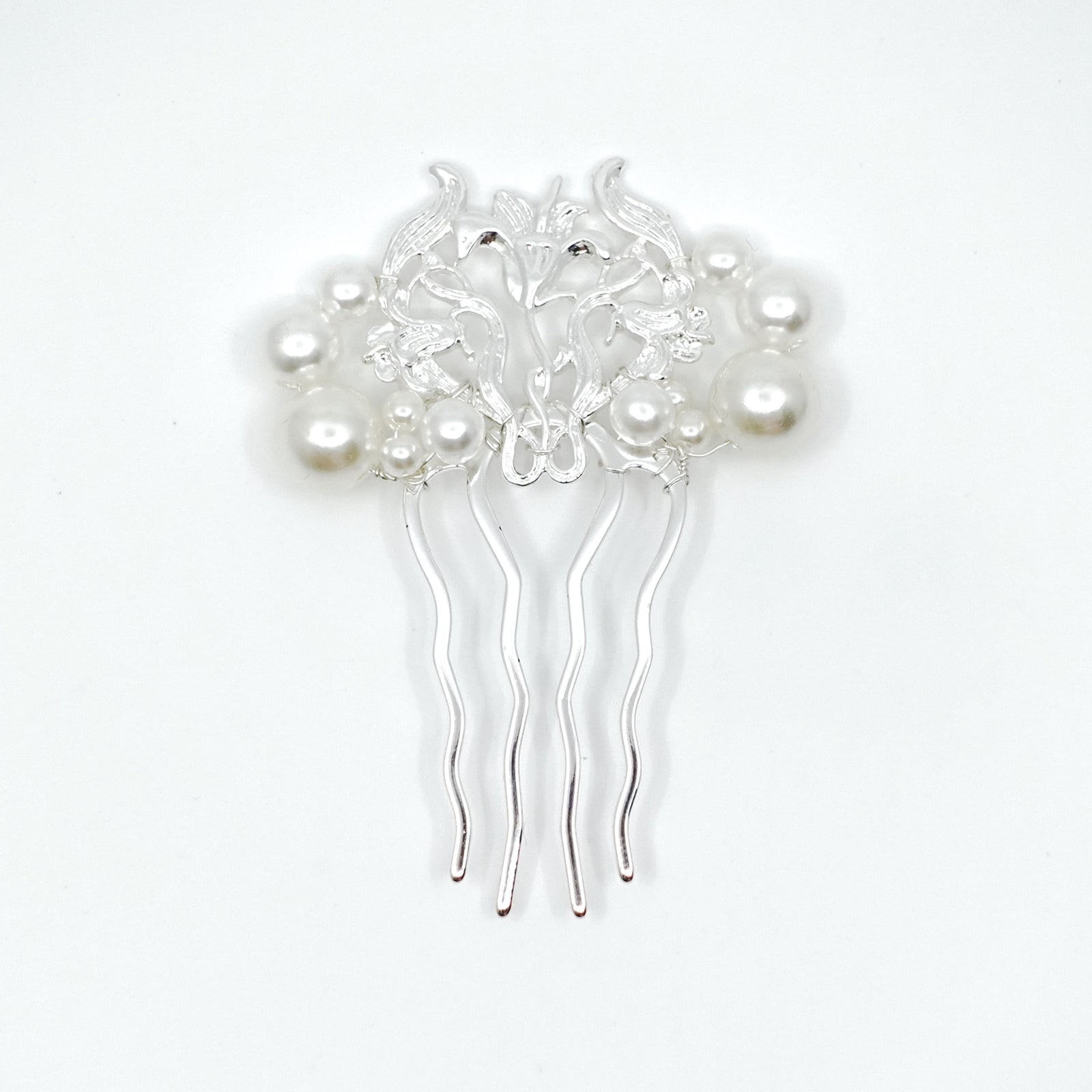 Lily Flower Hair Comb Silver - Yun Boutique