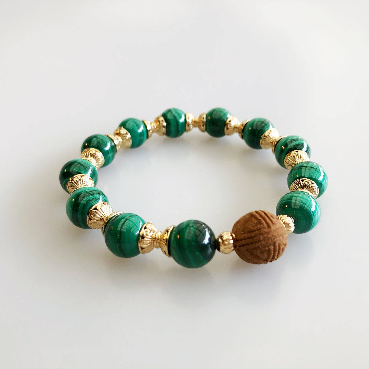 Vintage Style 10mm Malachite Herbal Bracelet
